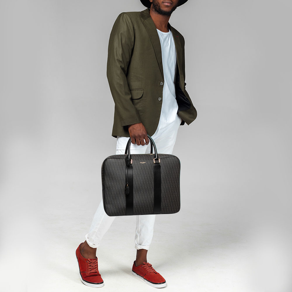 

Prada Black Saffiano Lux Leather Laptop Briefcase Bag
