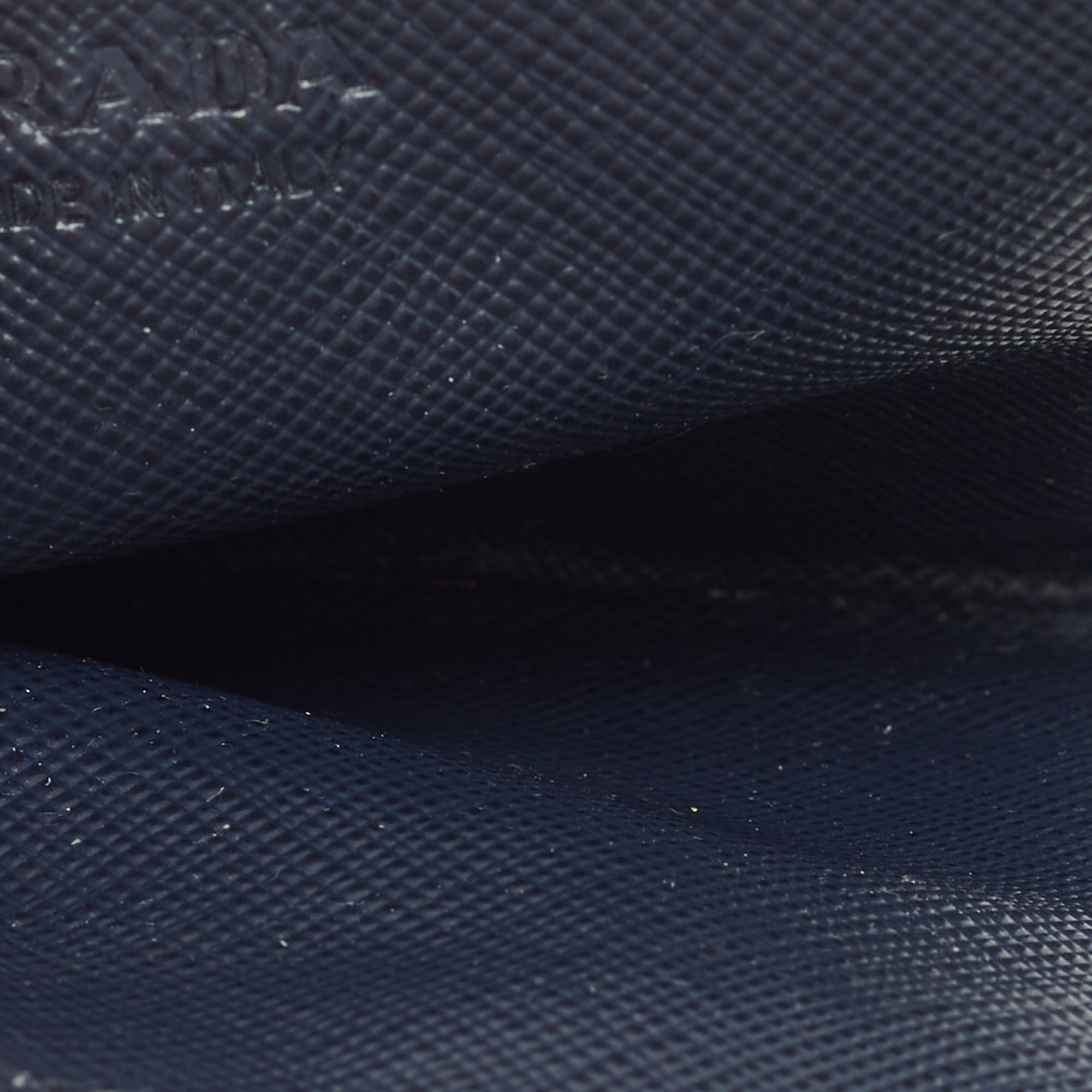 

Prada Navy Blue/Yellow Saffiano Metal Leather Card Holder