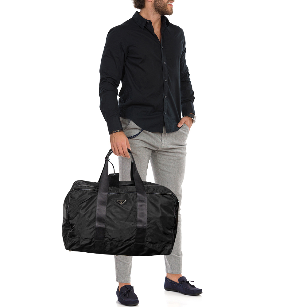 

Prada Black Nylon and Saffiano Leather Duffel Bag