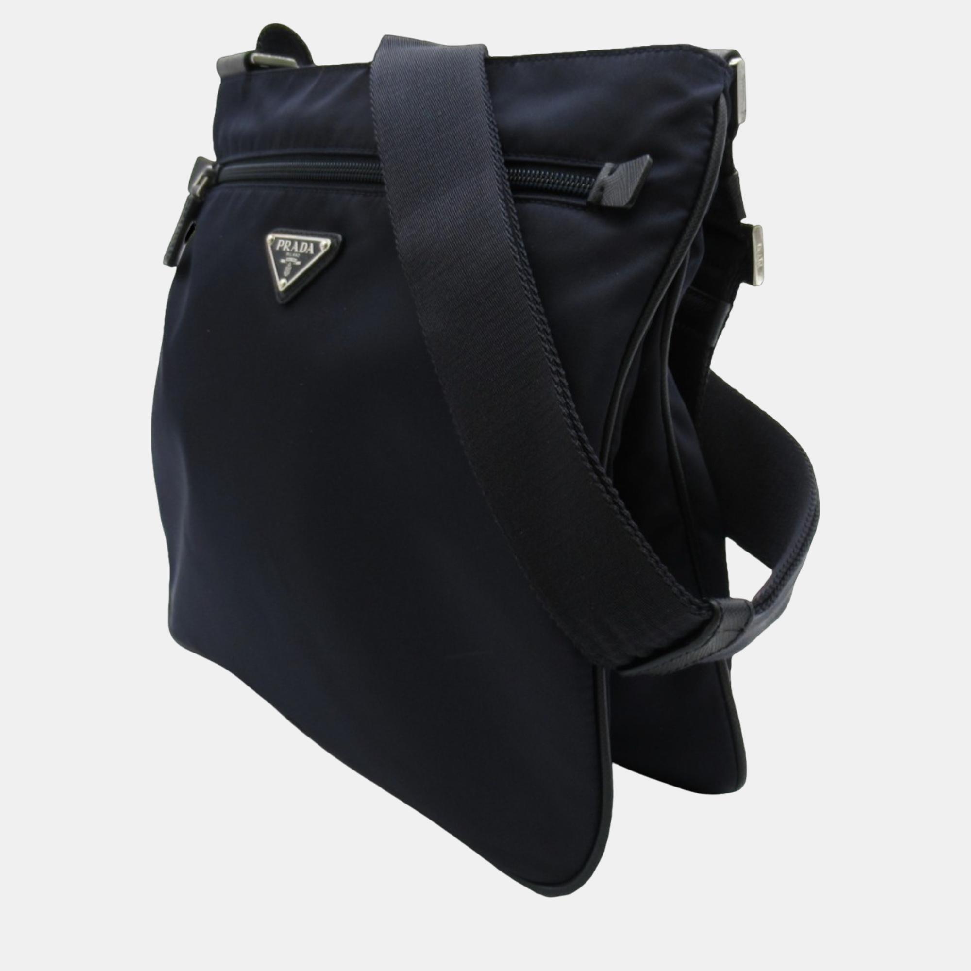 

Prada Blue Canvas Tessuto Crossbody Bag