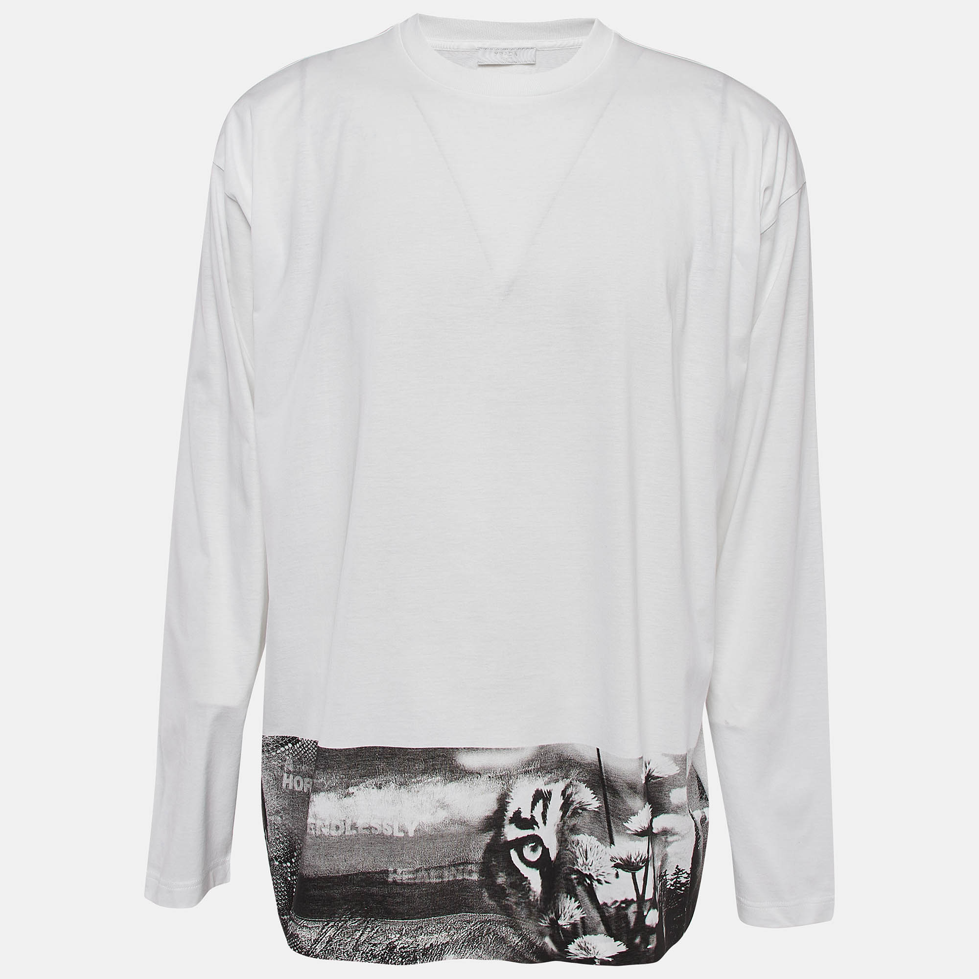 

Prada White Graphic Print Cotton Knit Long Sleeve T-Shirt M