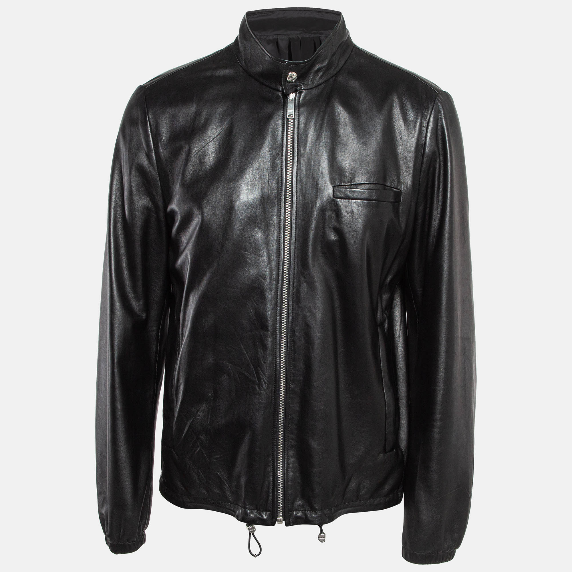 

Prada Black Leather and Nylon Reversible Jacket XL