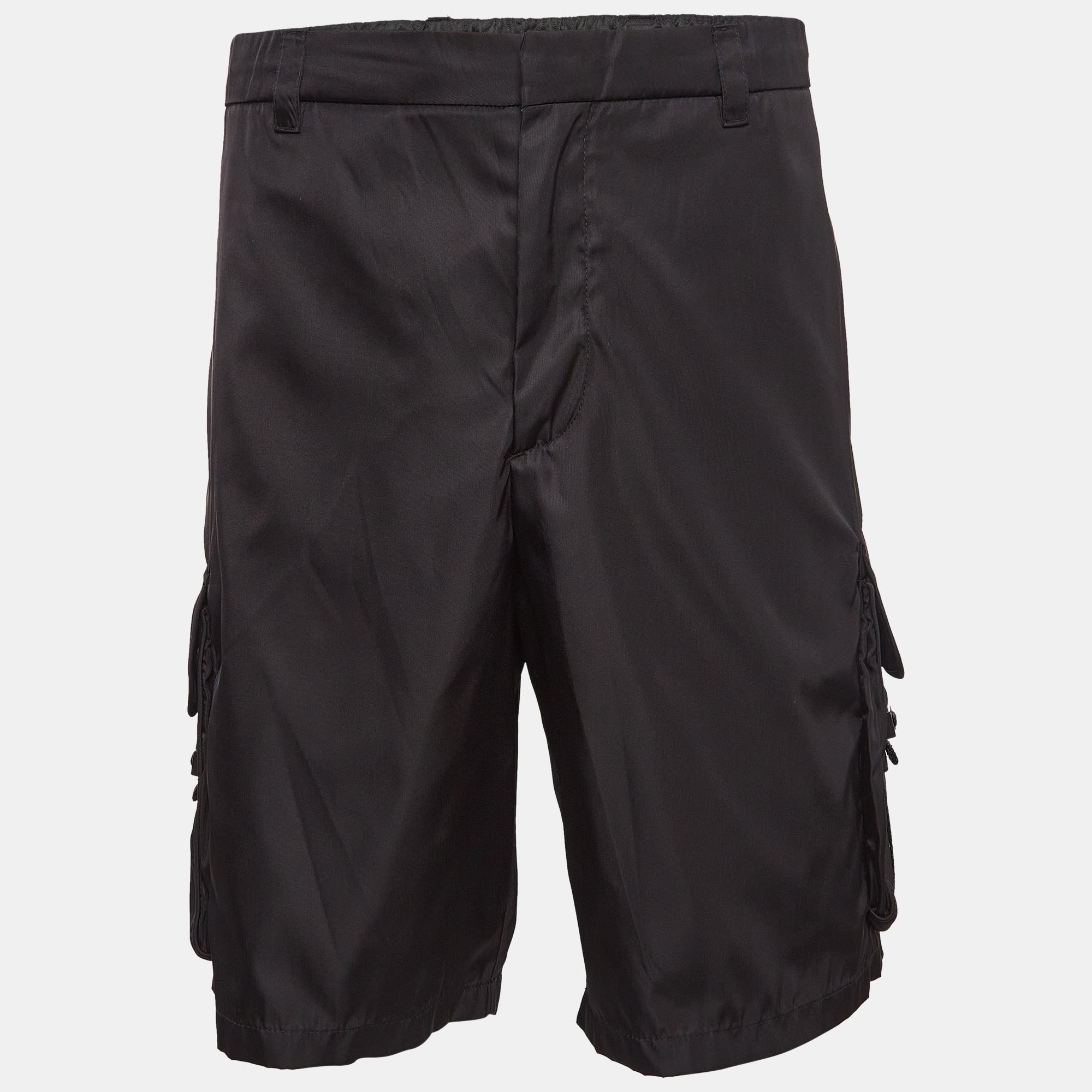 Pre-owned Prada Black Re-nylon Cargo Shorts Xxl