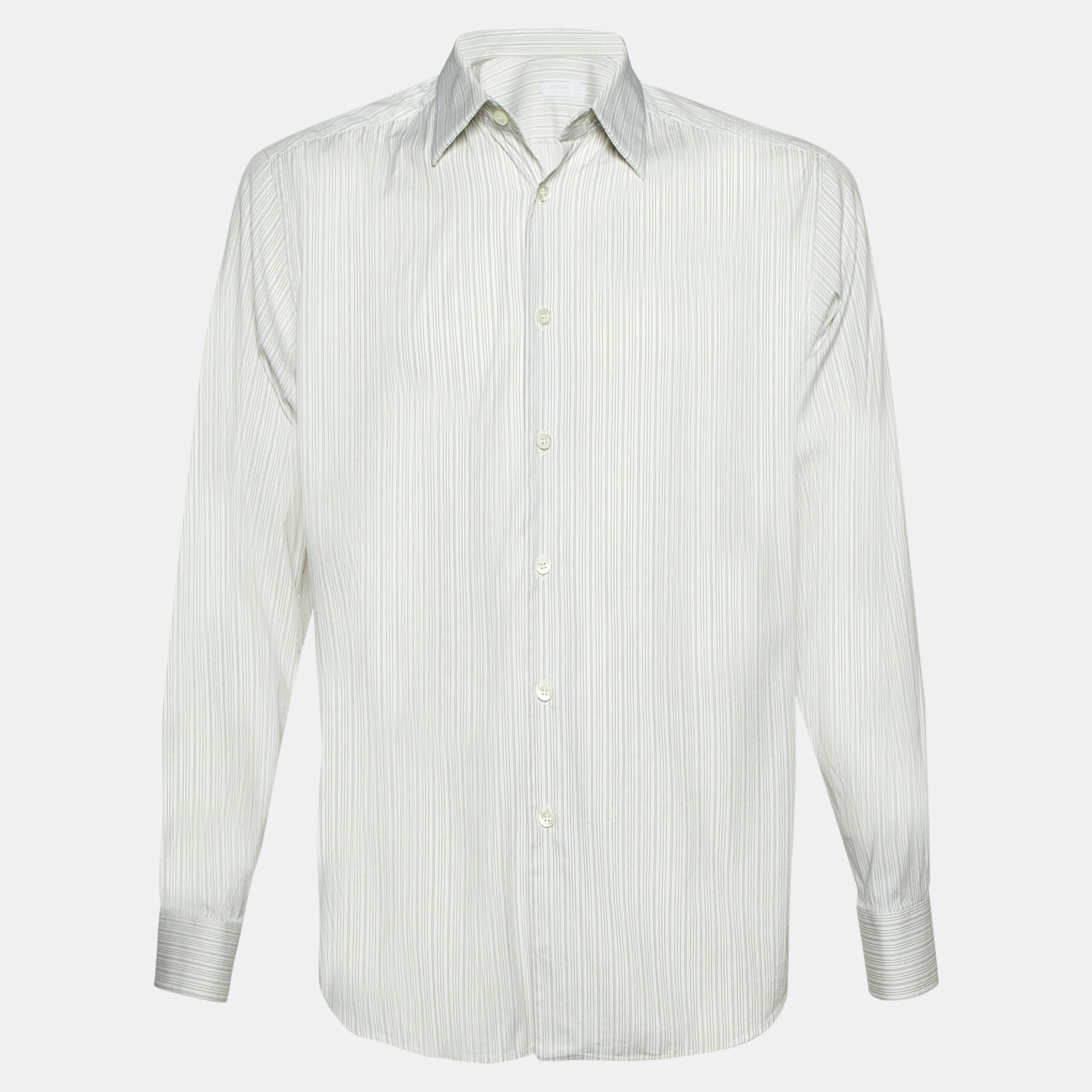 

Prada White Striped Cotton Long Sleeve Shirt M