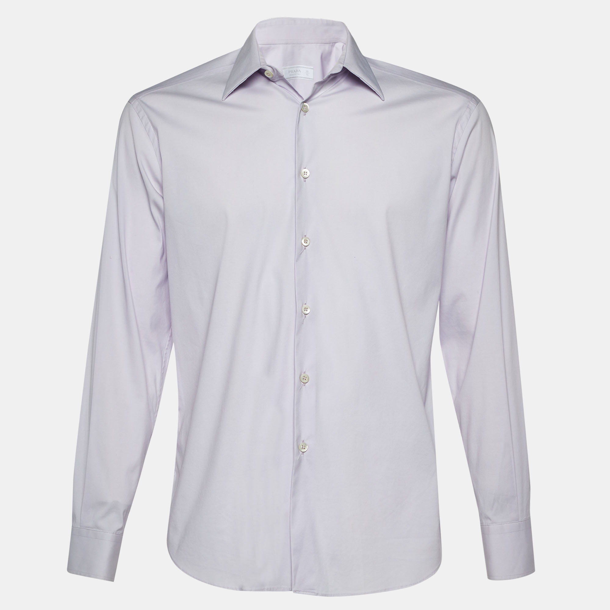 Pre-owned Prada Light Lavender Stretch Cotton Long Sleeve Shirt S In Purple