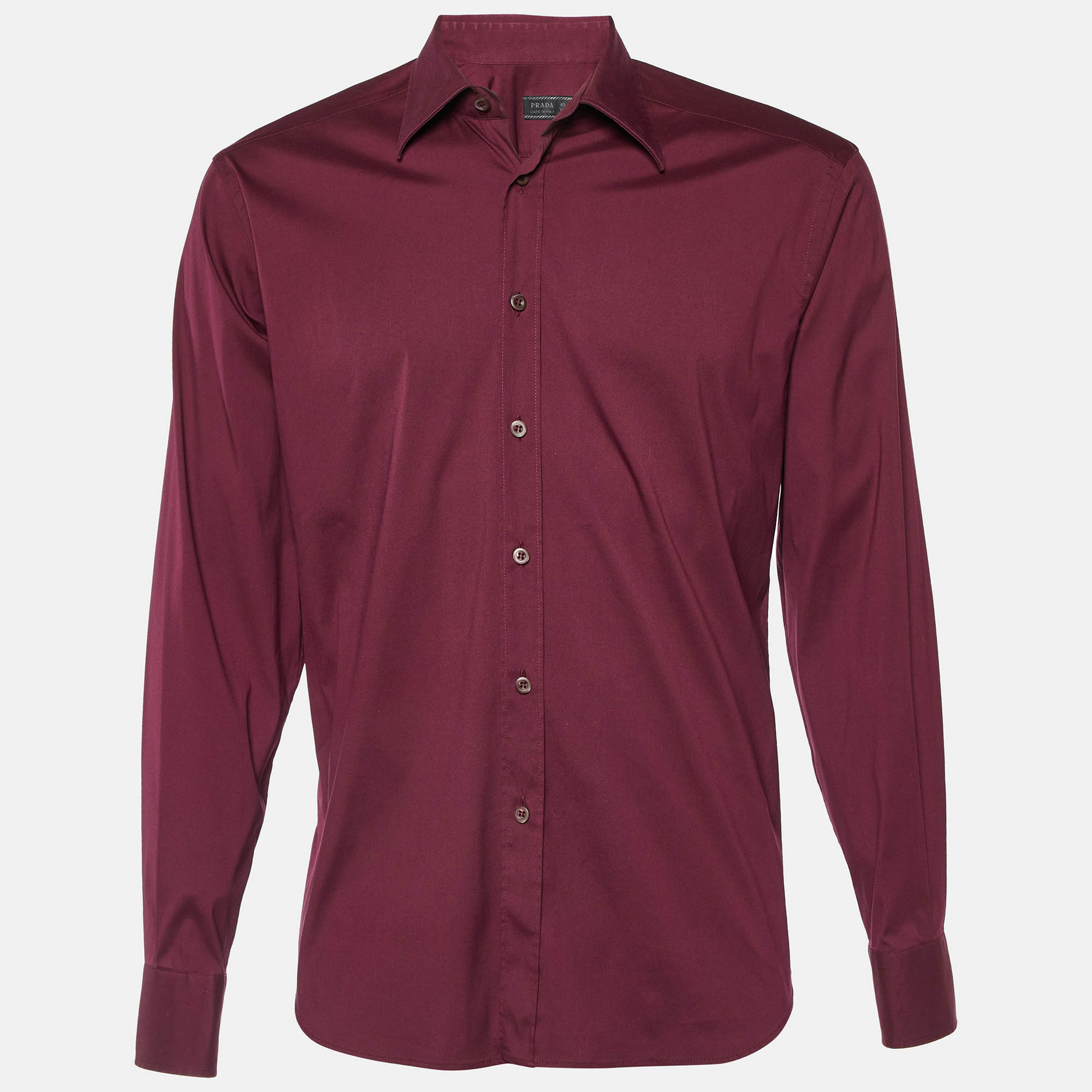 

Prada Burgundy Stretch Cotton Long Sleeve Shirt M