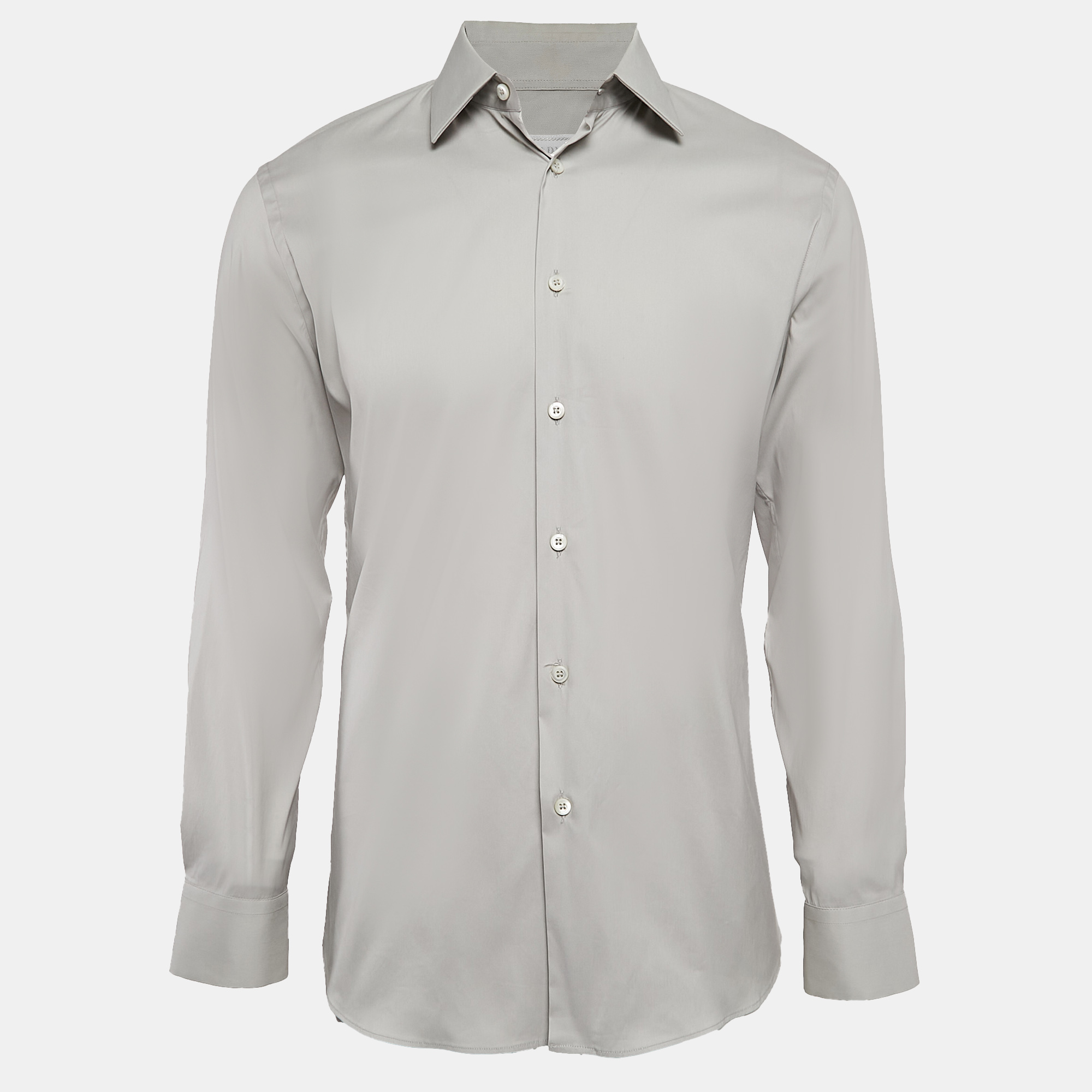 

Prada Grey Stretch Cotton Button Front Shirt M