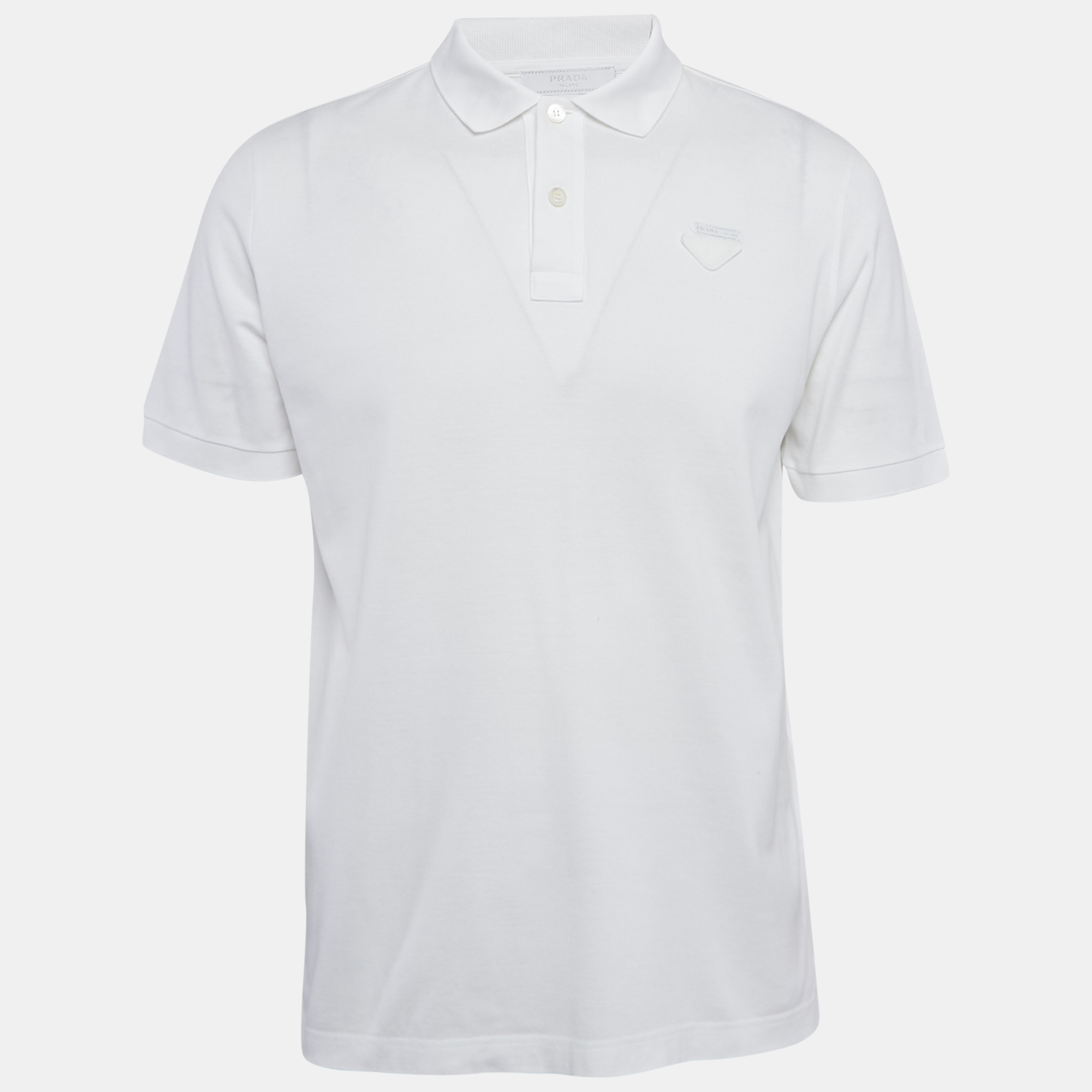 

Prada White Cotton Pique Polo T-Shirt L