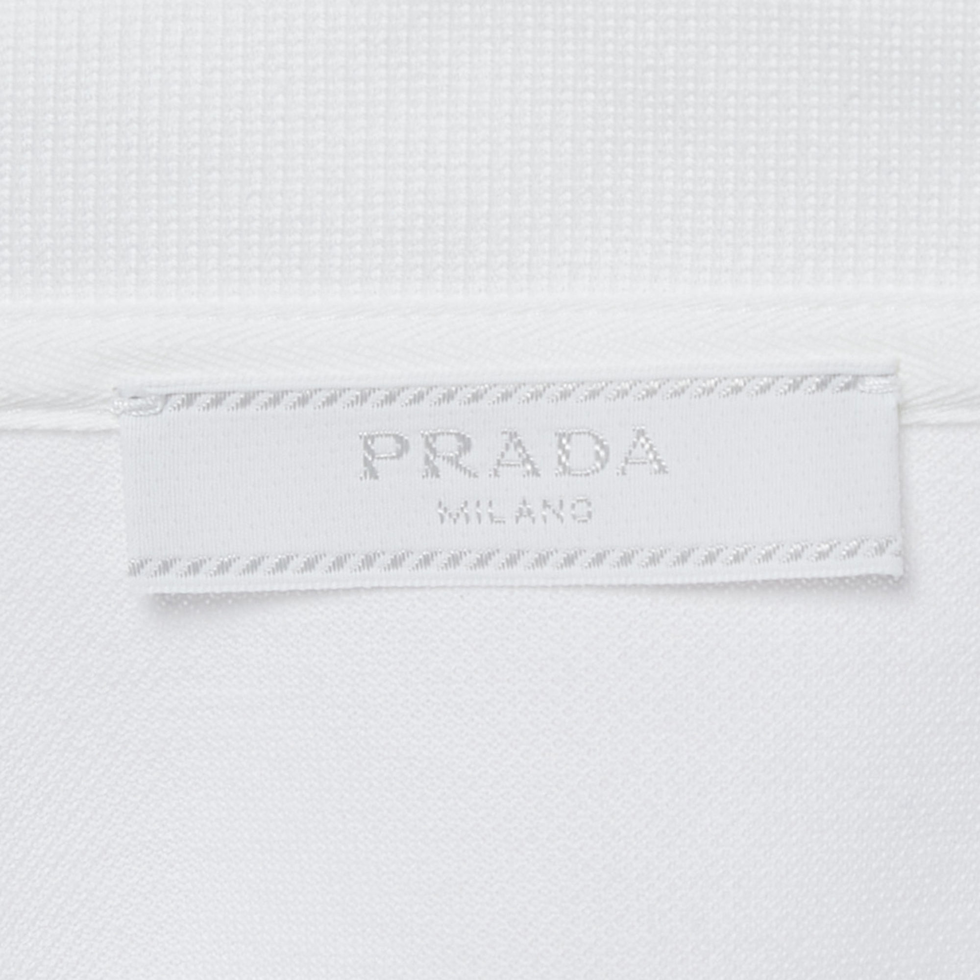 Prada White Cotton Pique Polo T-Shirt L 