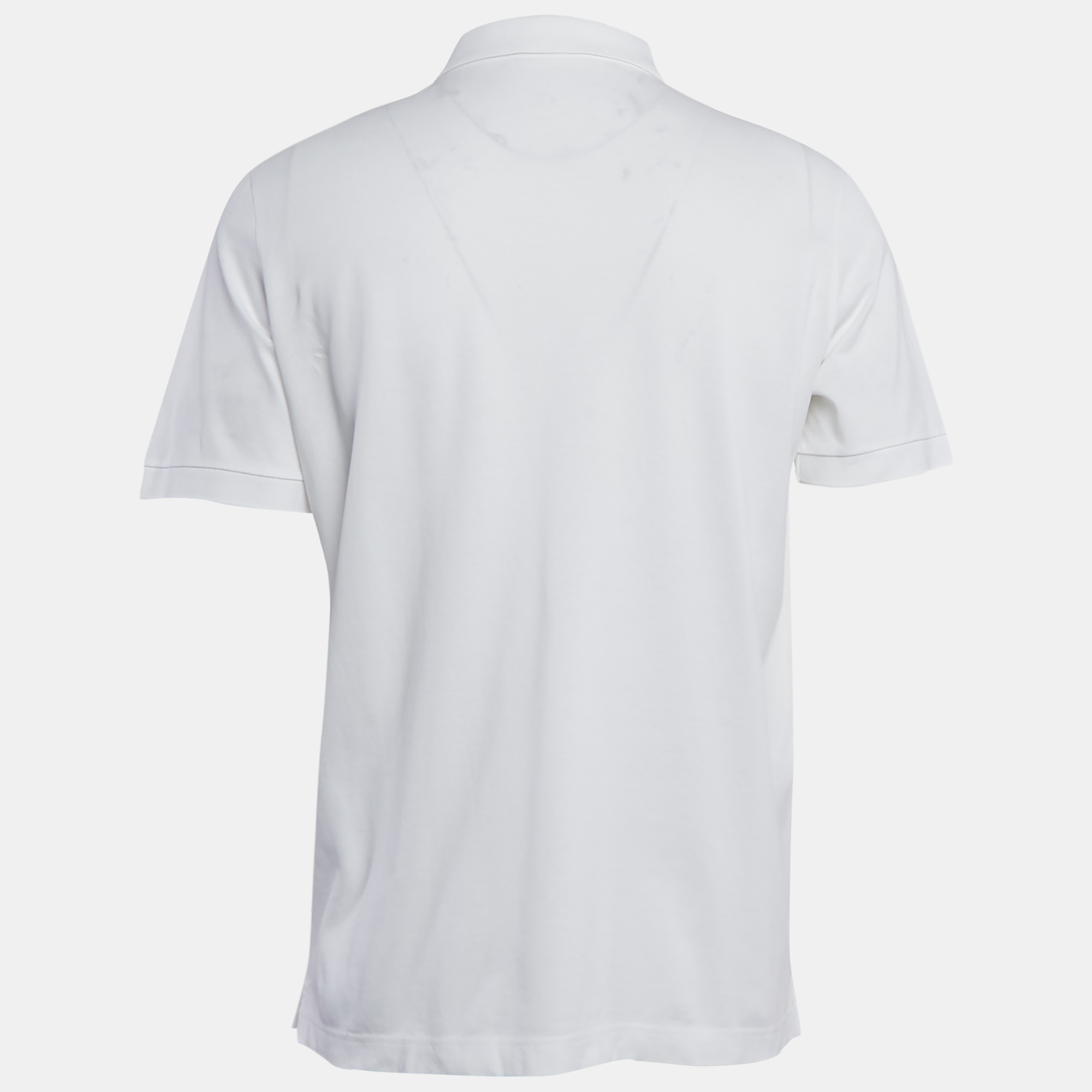 Prada White Cotton Pique Polo T-Shirt L 