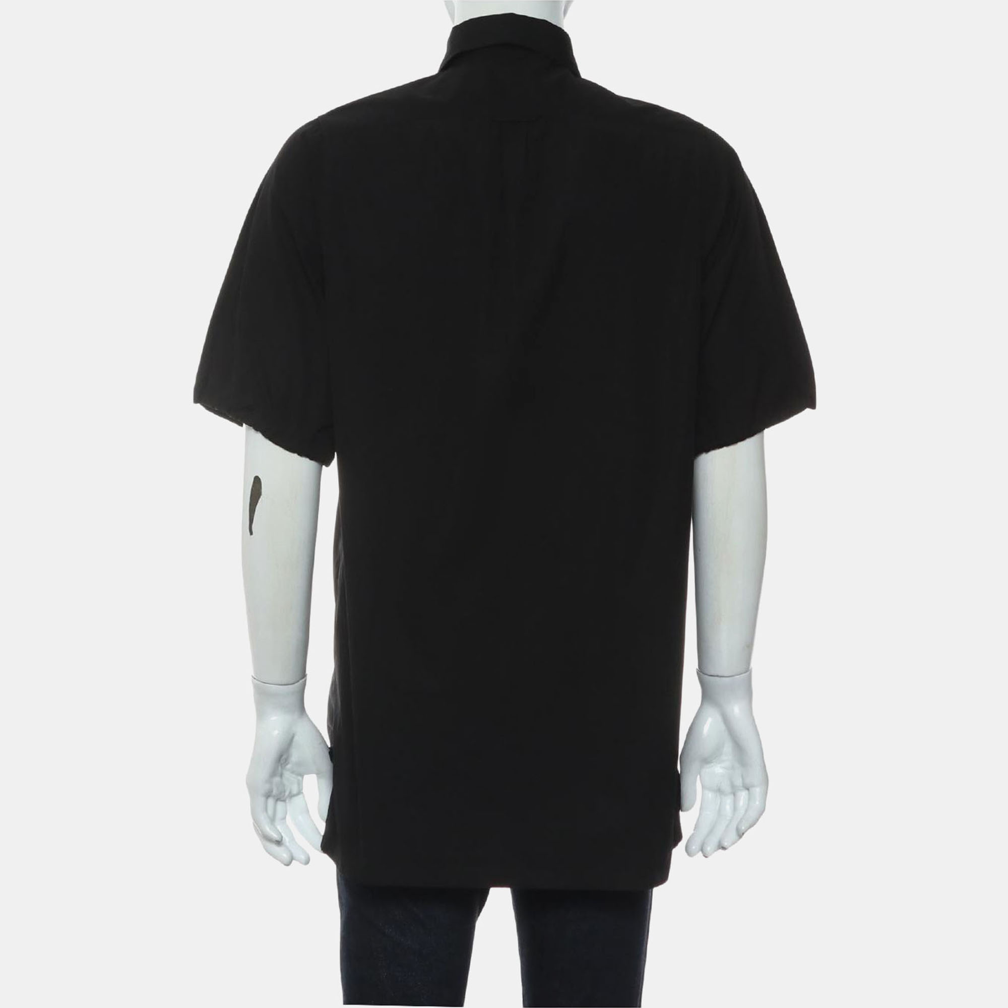 Prada Black Cotton Logo Button-Up Shirt EU Men 40 