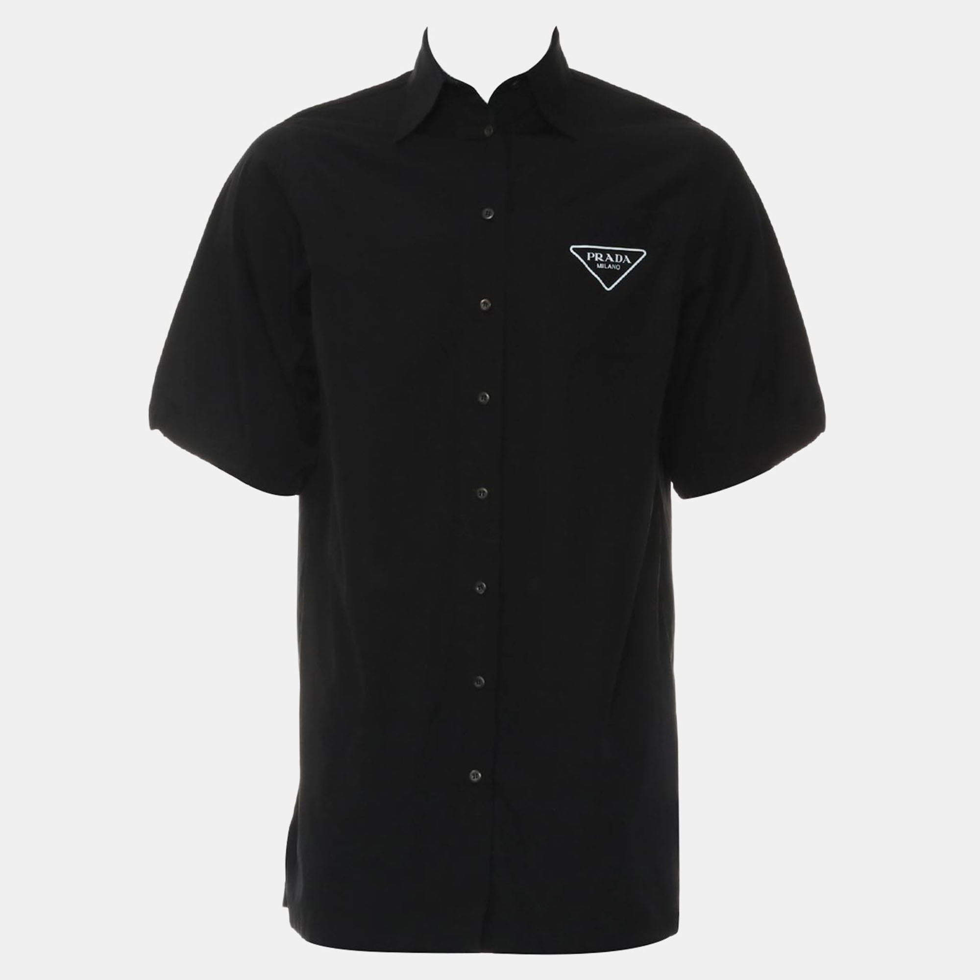 

Prada Black Cotton Logo Button-Up Shirt