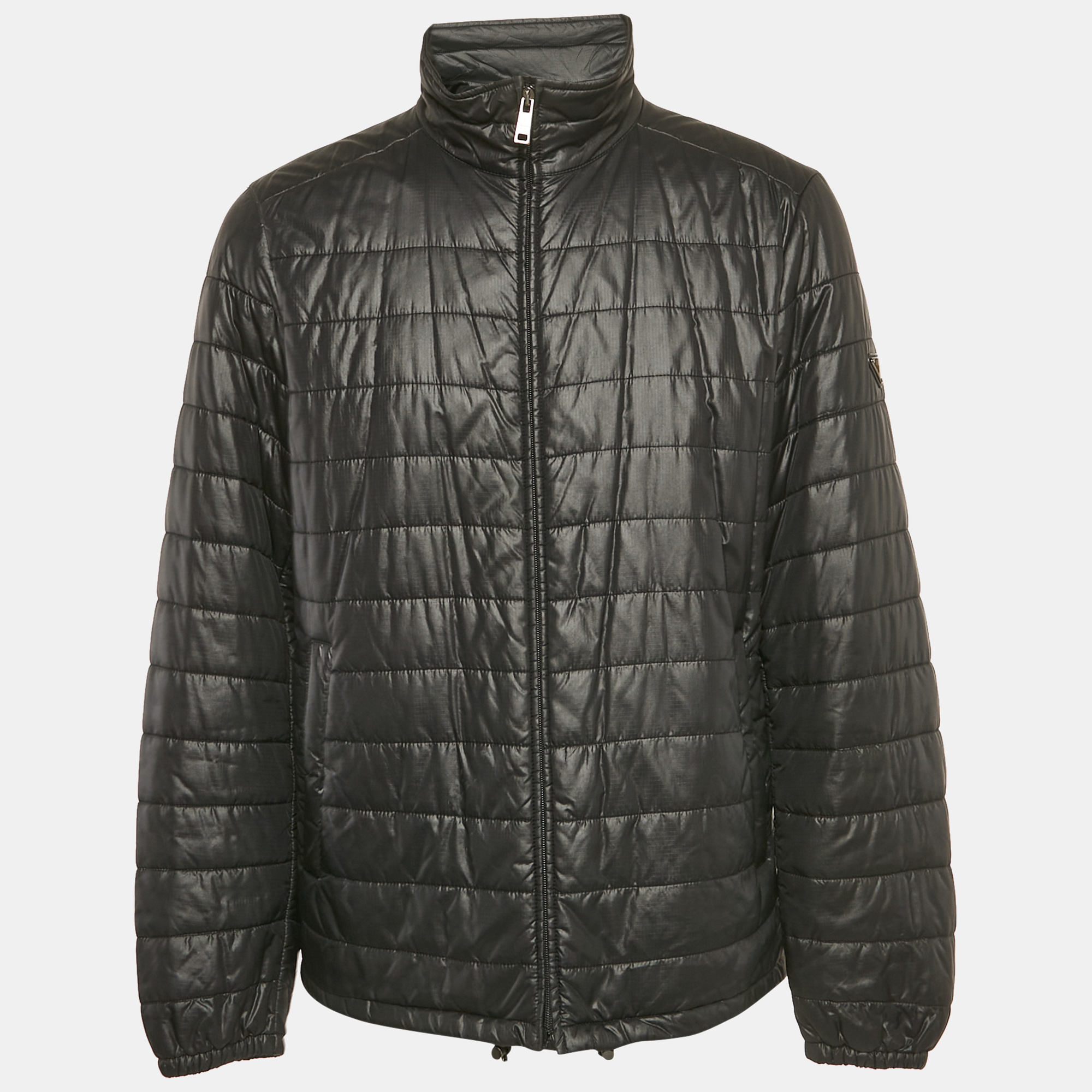 

Prada Black Ripstop Nylon Zip-Up Puffer Jacket XXXL