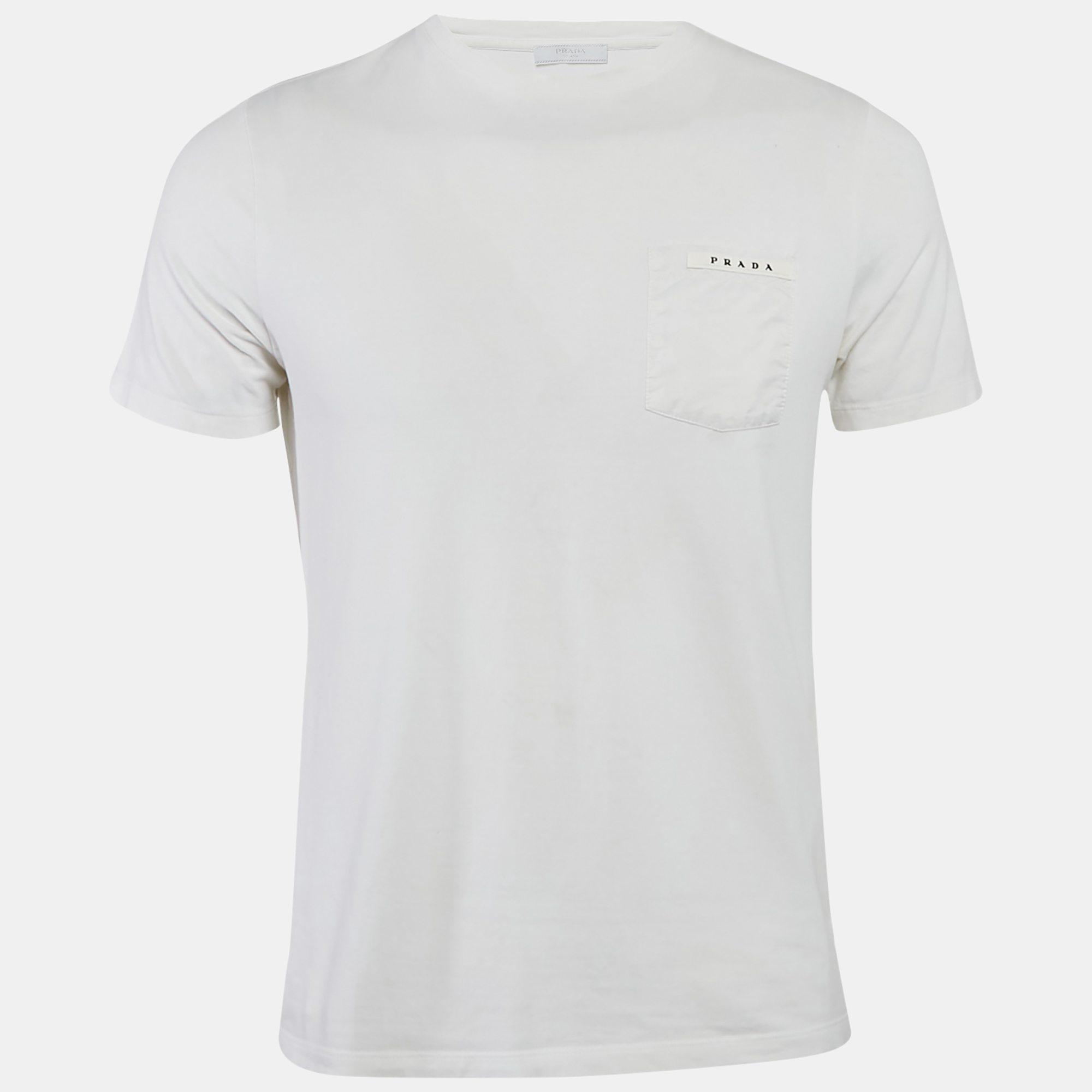 

Prada White Cotton Knit Pocket Detail Crew Neck T-Shirt S