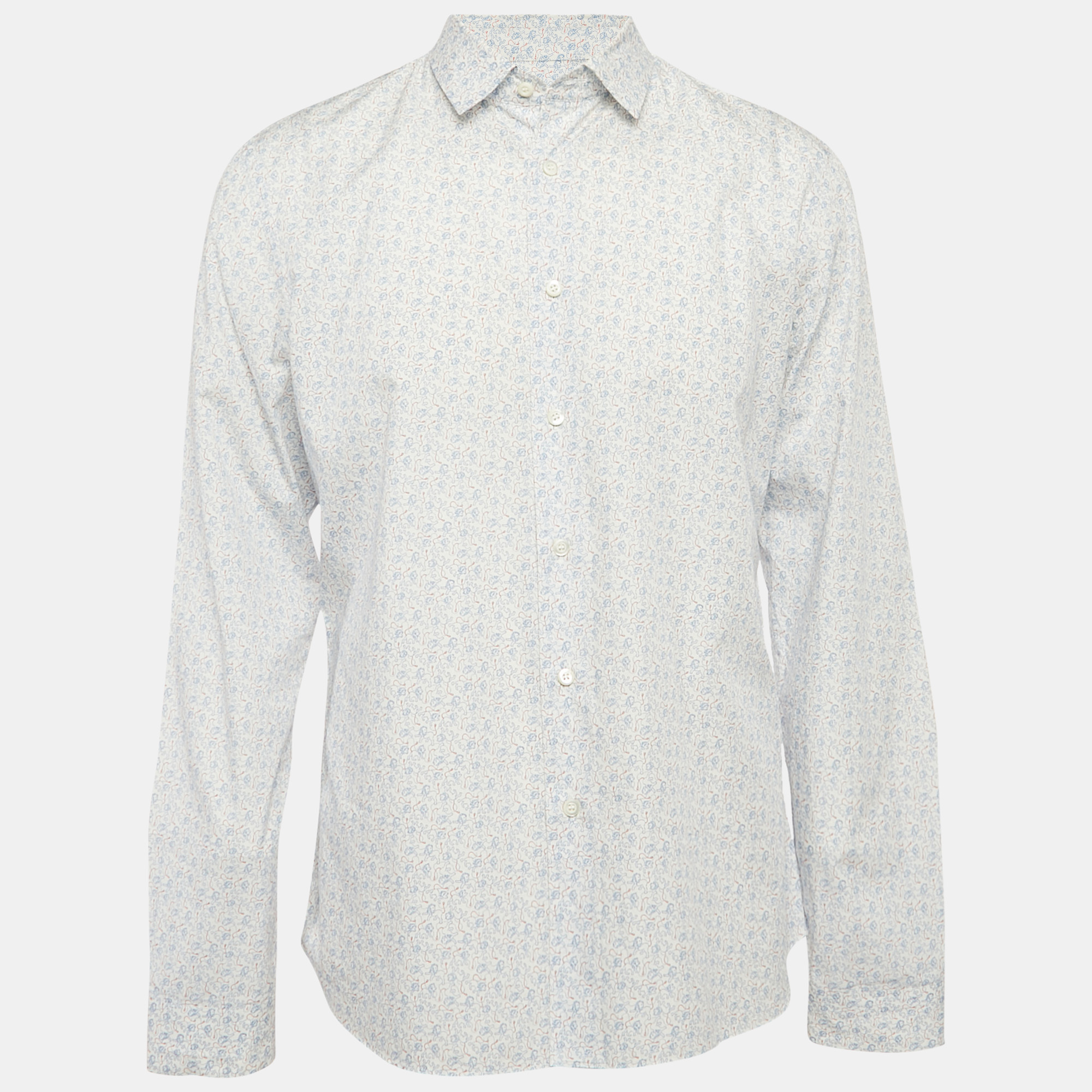 

Prada White Printed Cotton Button Front Shirt XXL