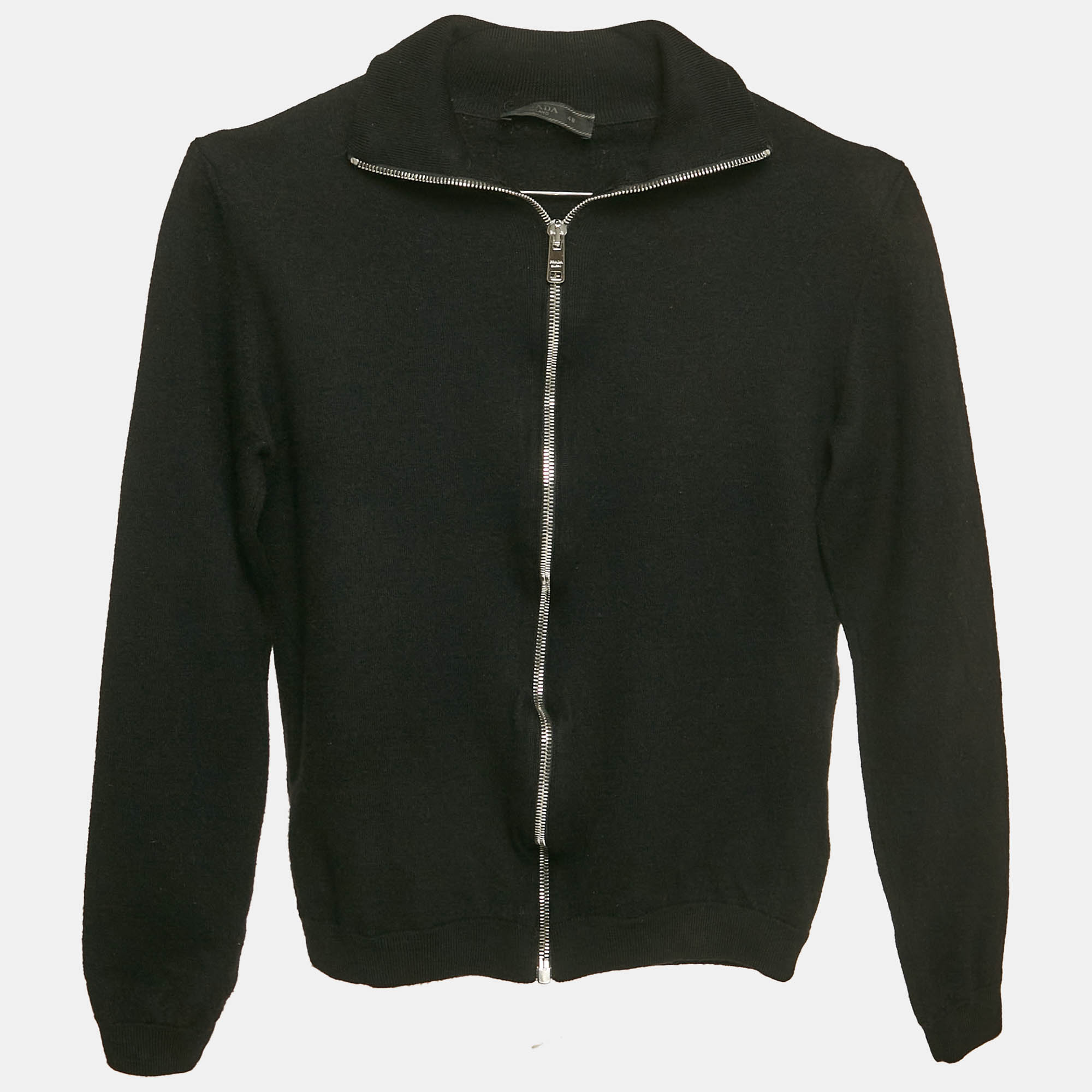 

Prada Black Wool Zip-Up Jacket M