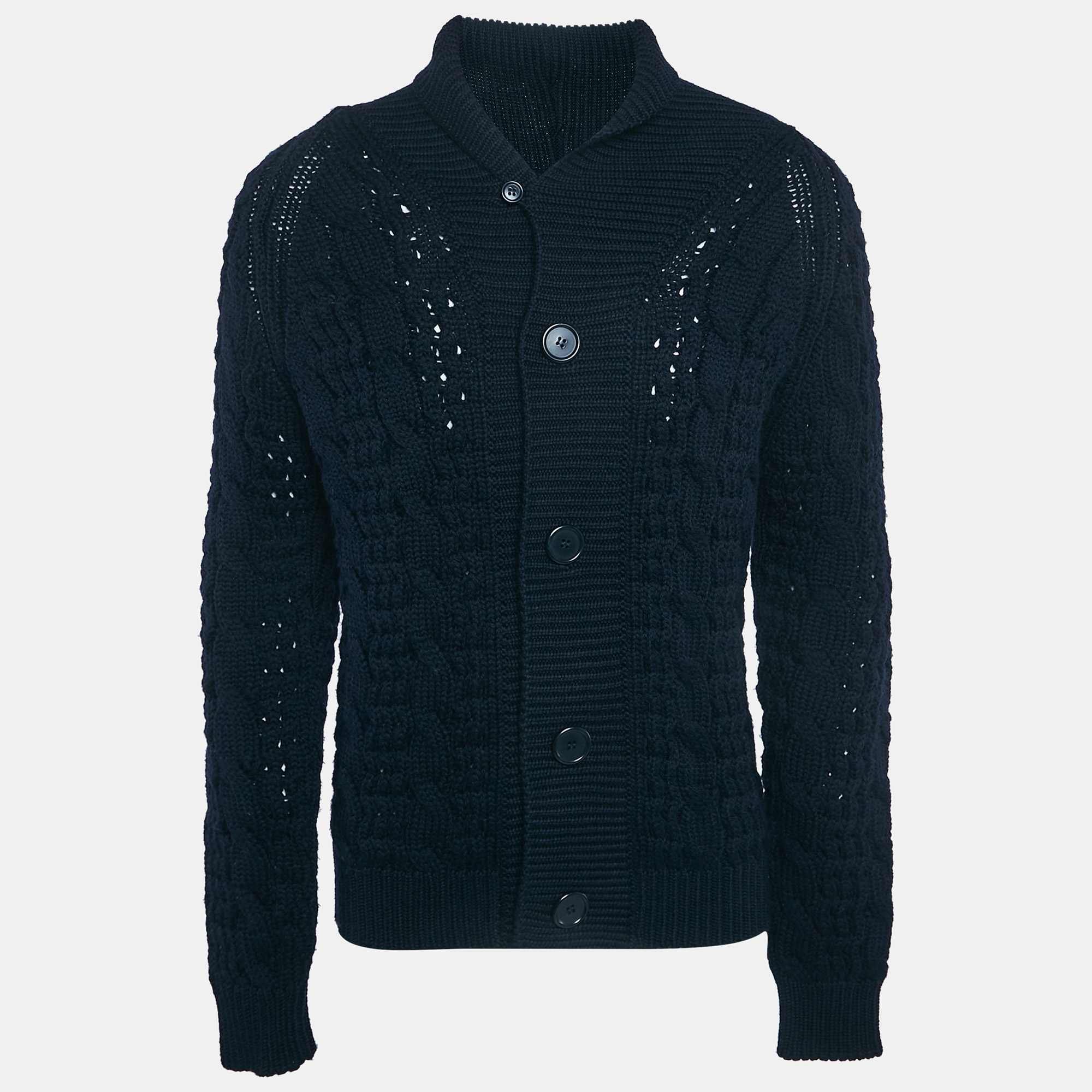 

Prada Navy Blue Wool Knit Buttoned Cardigan XL