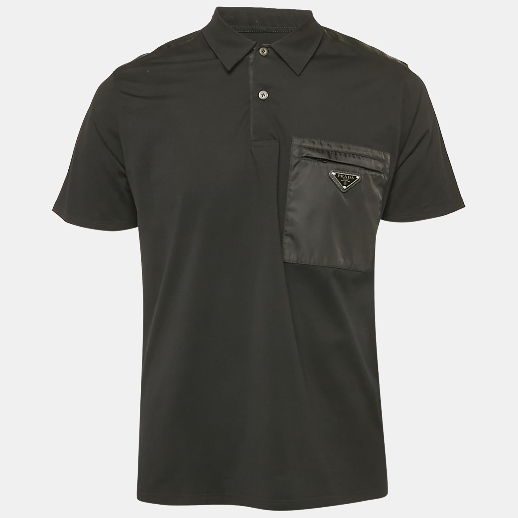 

Prada Black Cotton Pocket Detail Polo T-Shirt XL
