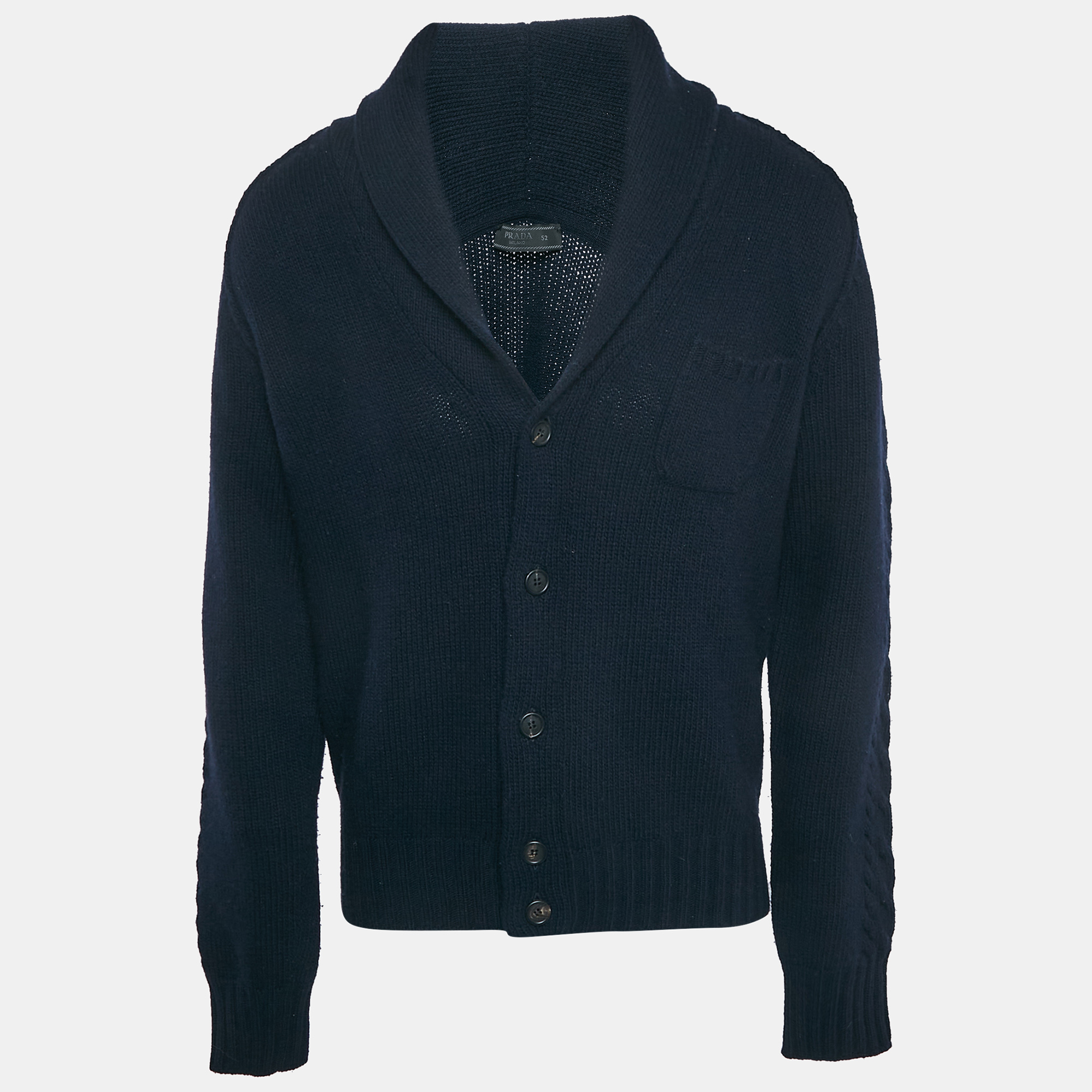 

Prada Navy Blue Wool Knit Cardigan XL