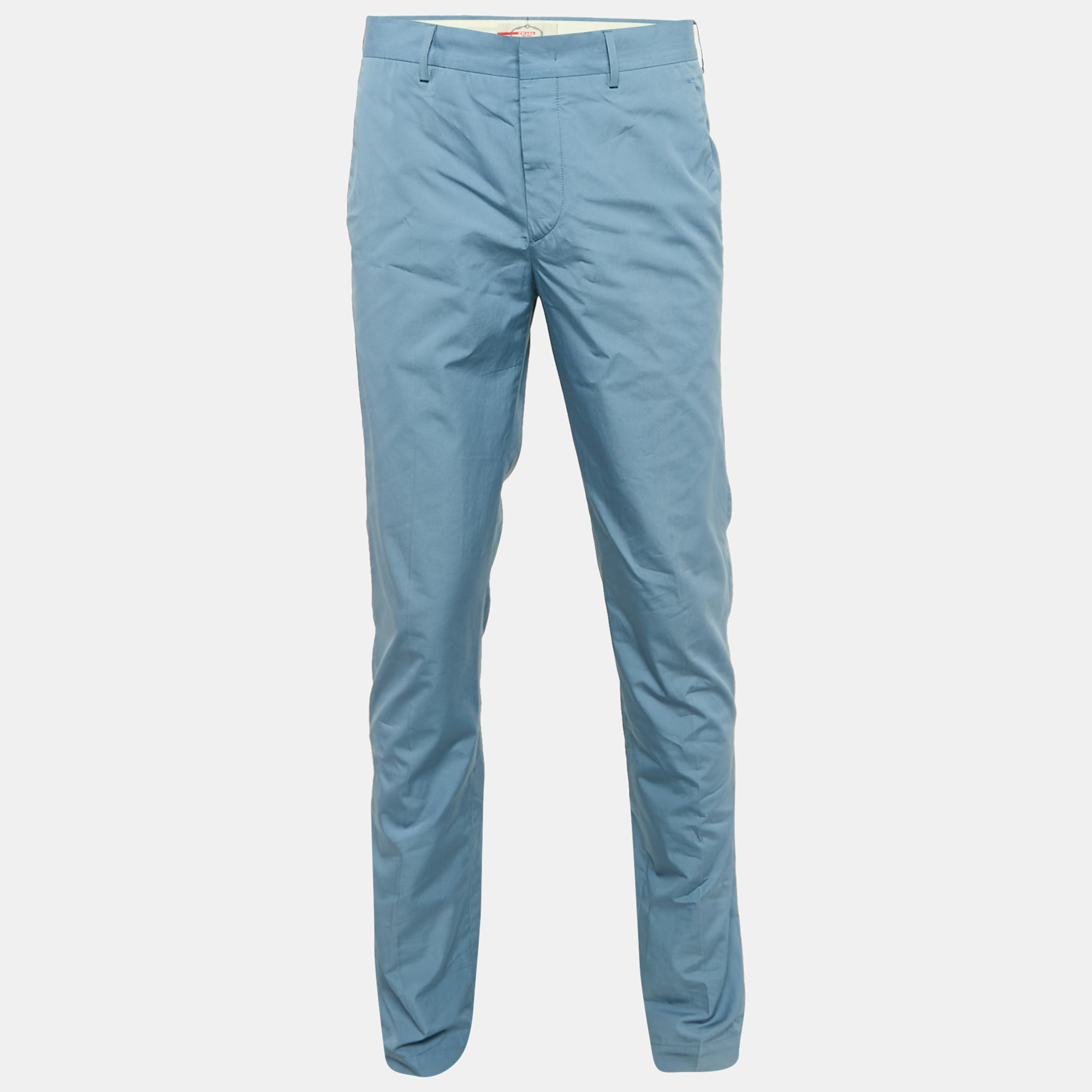 

Prada Light Blue Cotton Regular Fit Trousers M