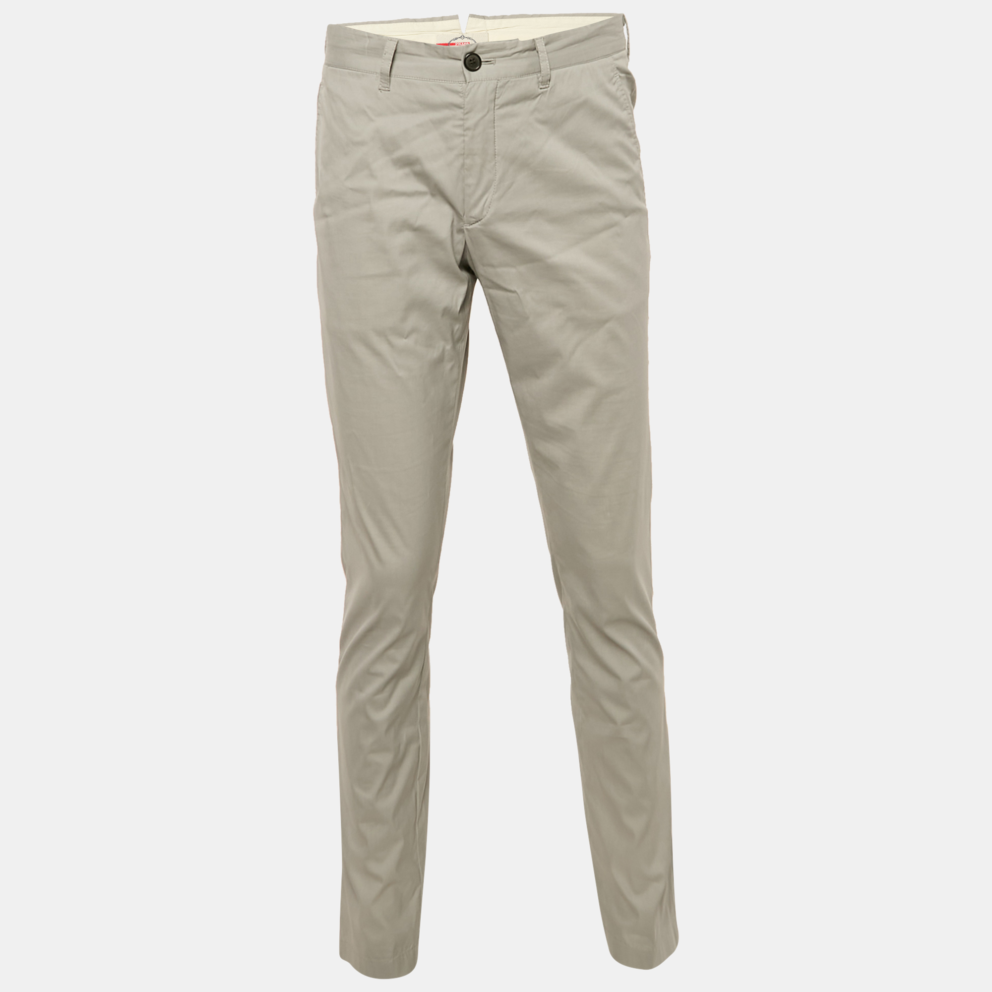 

Prada Grey Cotton Regular Fit Trousers M