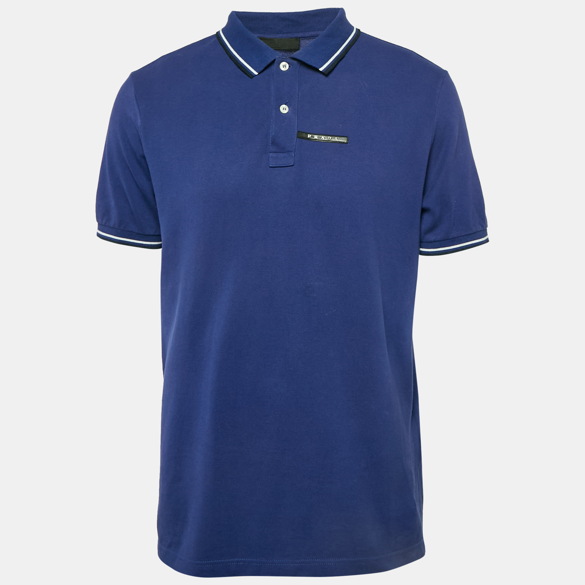 

Prada Blue Cotton Knit Polo T-Shirt XL