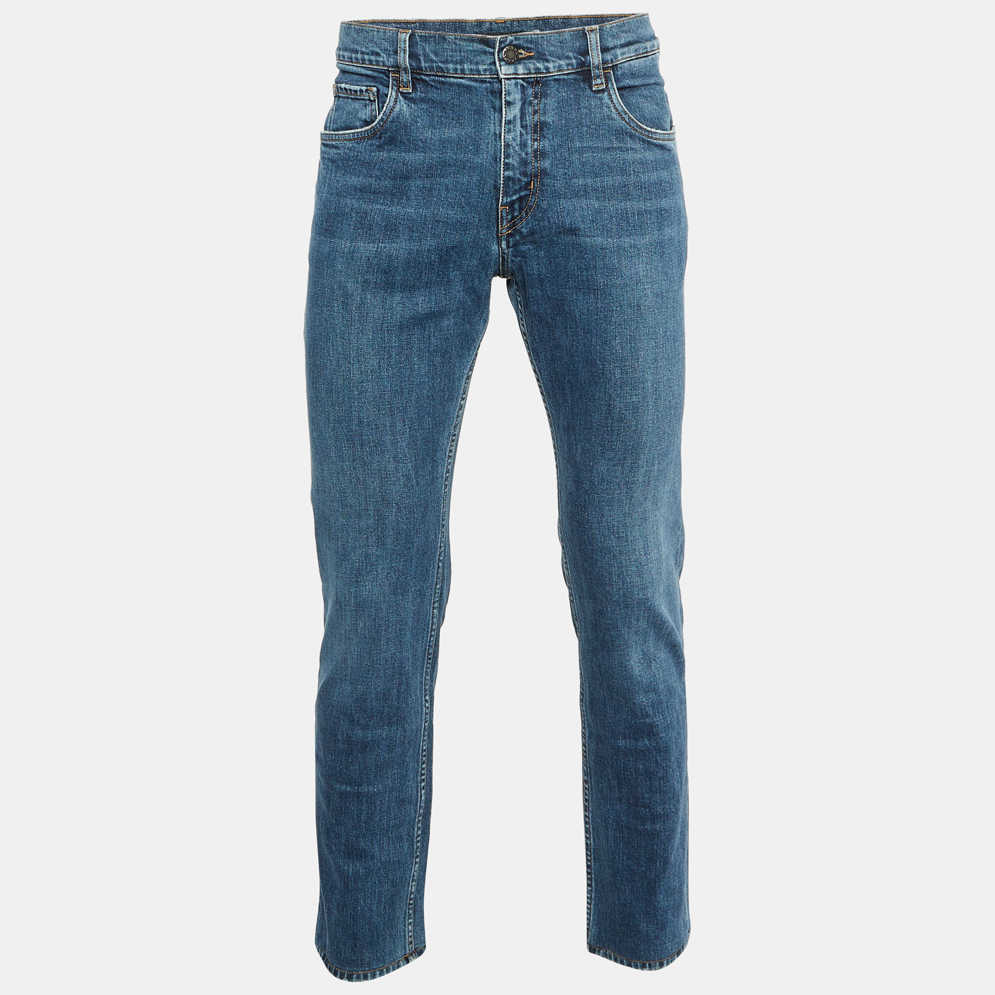 

Prada Navy Blue Denim Straight Leg Jeans M Waist 34"