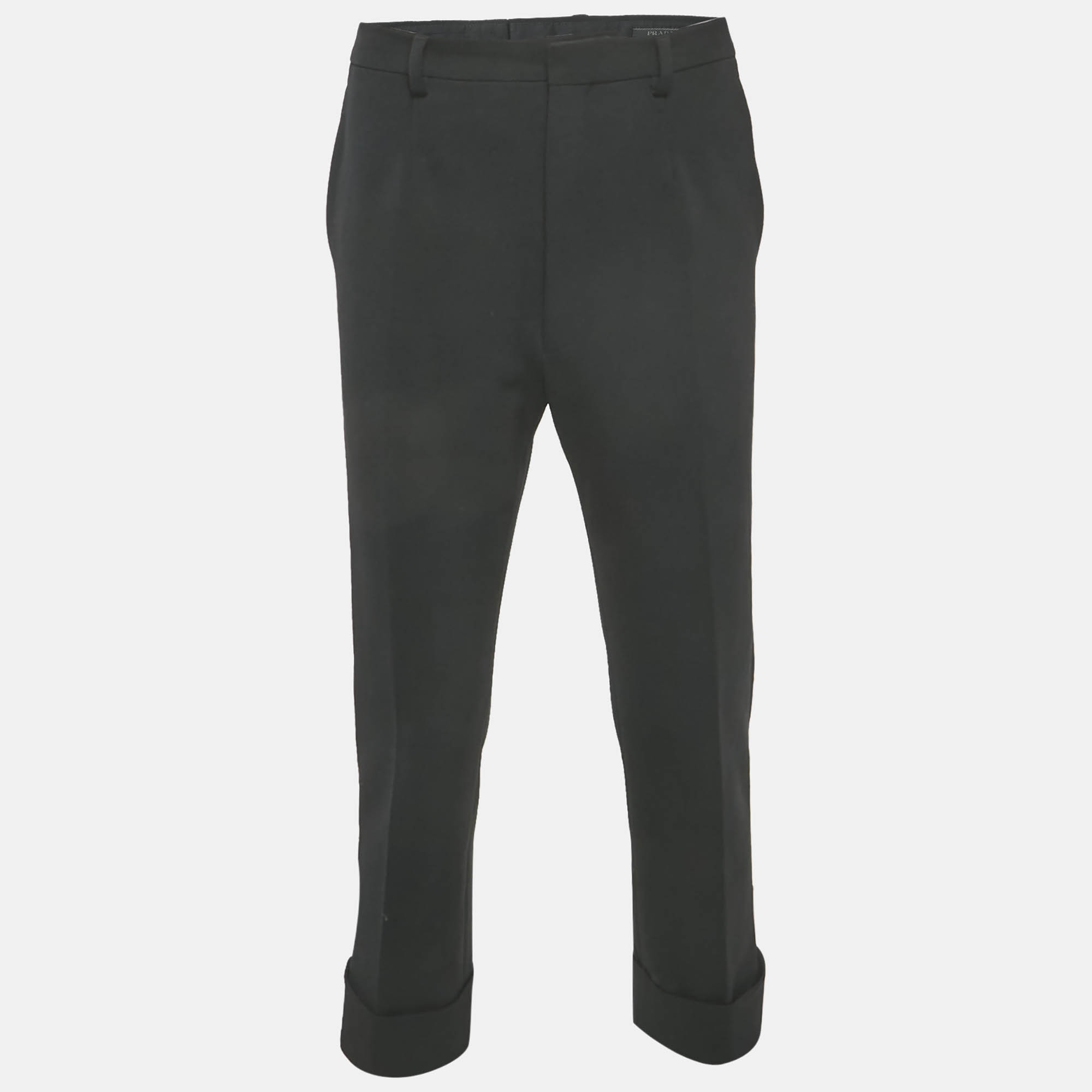 

Prada Black Gabardine Straight Leg Trousers L