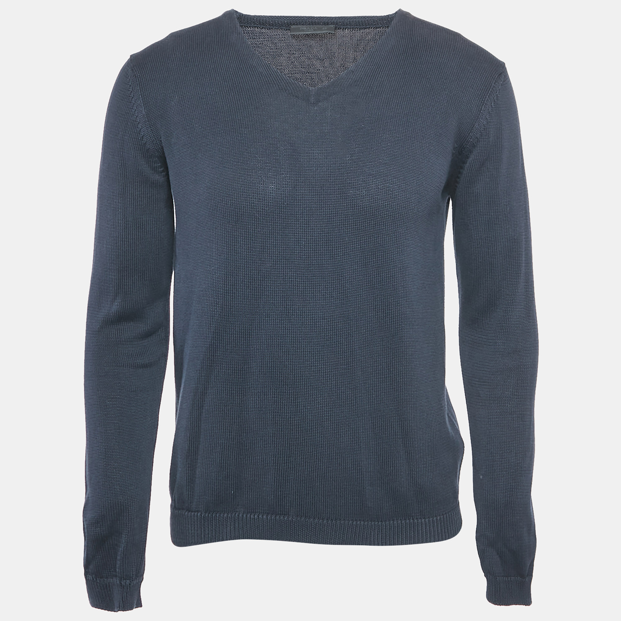 

Prada Navy Blue Cotton V-Neck Jumper M