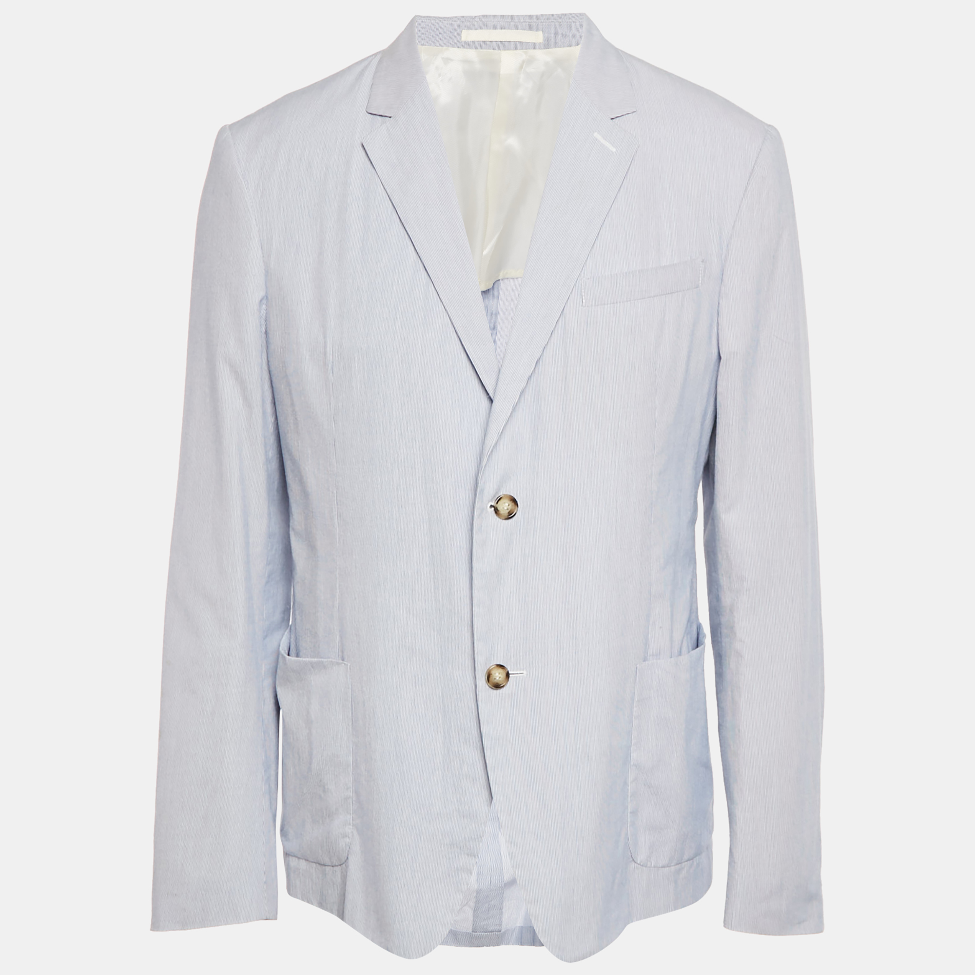 

Prada Blue Striped Cotton Single Breasted Blazer XXL