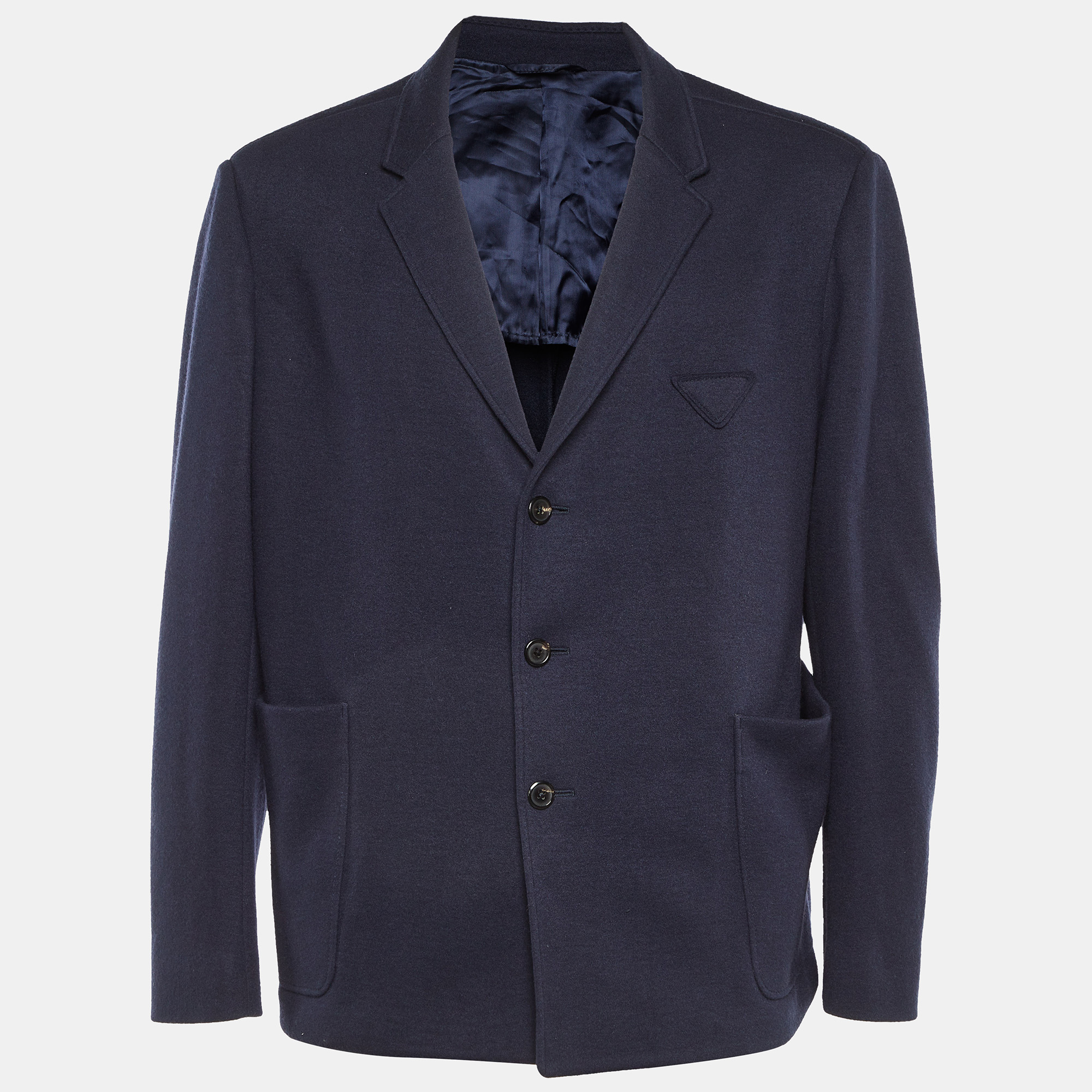 

Prada Navy Blue Cashmere and Wool Single Breasted Blazer XXL