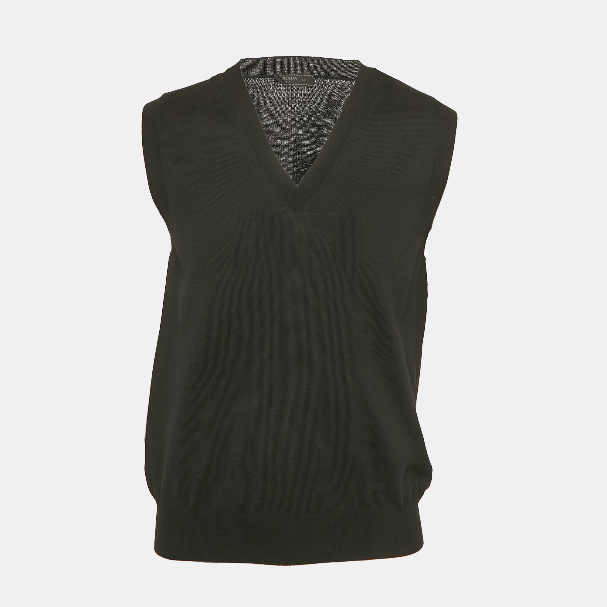 

Prada Black Wool Knit V-Neck Sweater Vest M