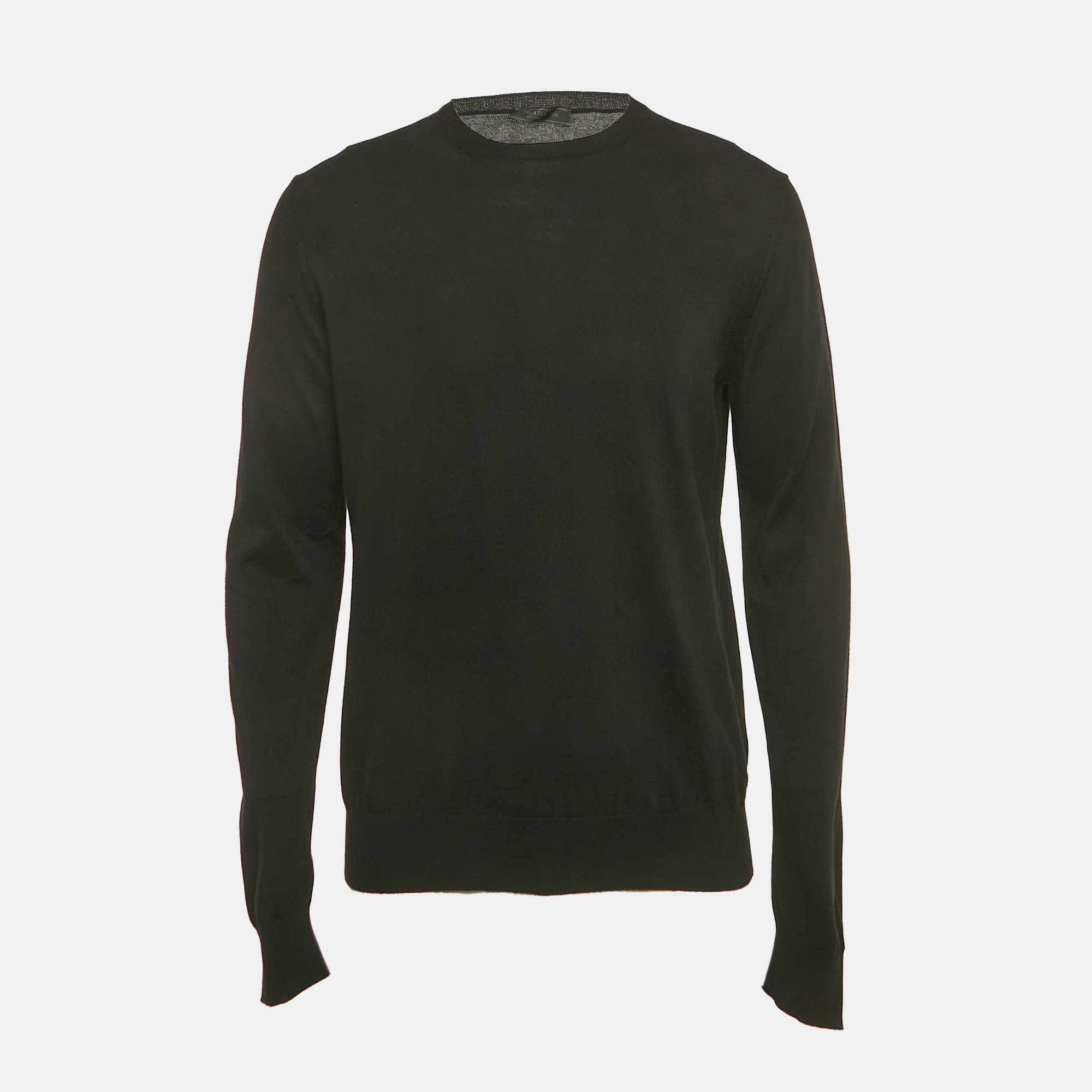 Pre-owned Prada Black Cotton Knit Crewneck Sweatshirt M