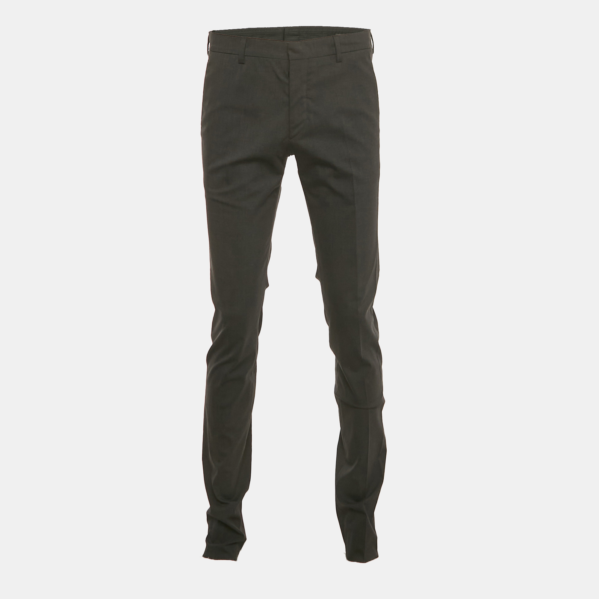 Pre-owned Prada Black Wool Tailored Trousers S