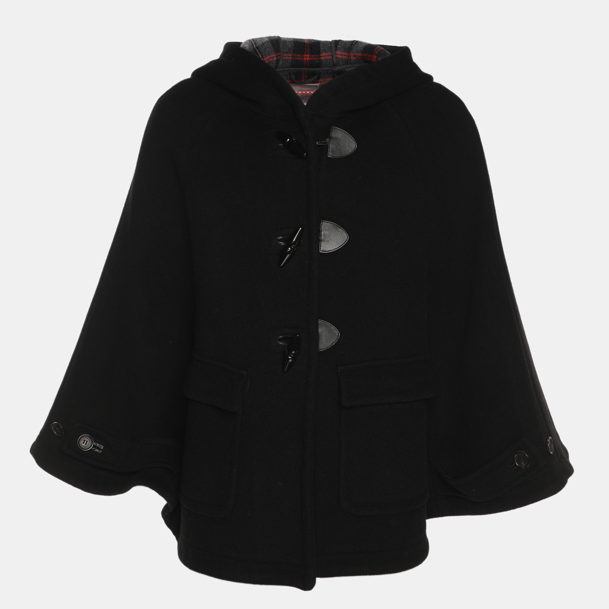 Pre-owned Prada Black Wool Blend Cape Xxs