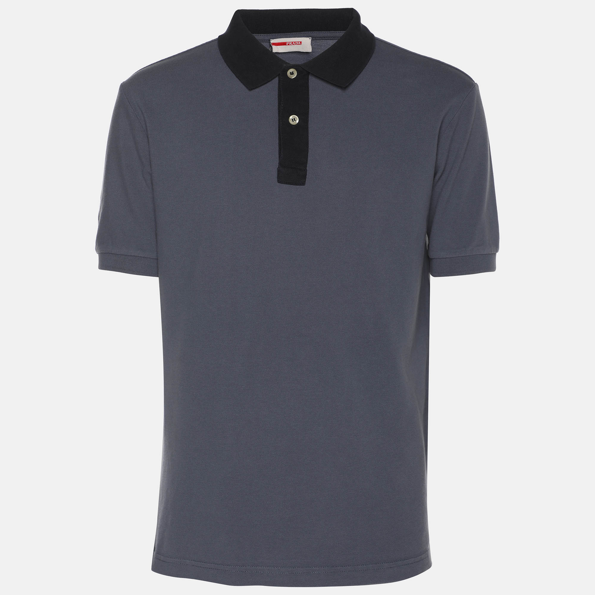 

Prada Sport Grey Knit Collar Detail Polo T-Shirt L