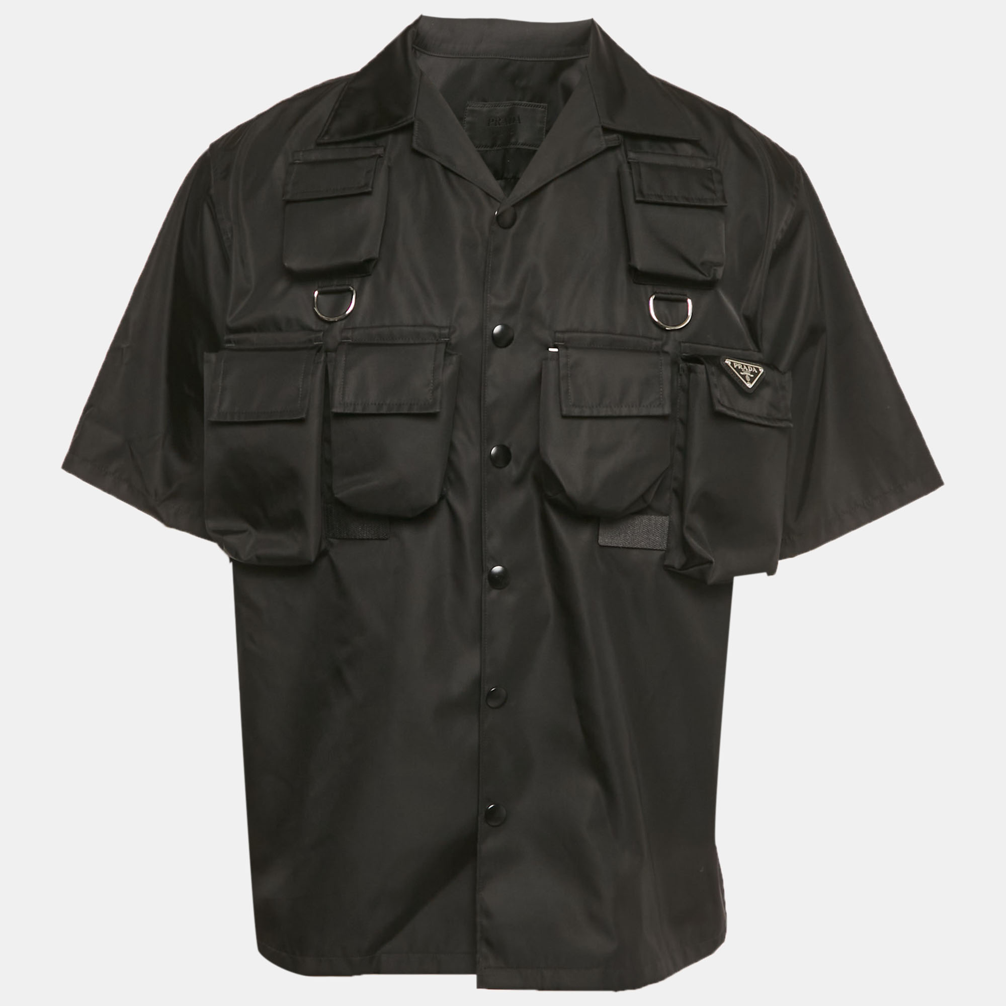 

Prada Black Re-Nylon Pocket Detail Short Sleeve Shirt L