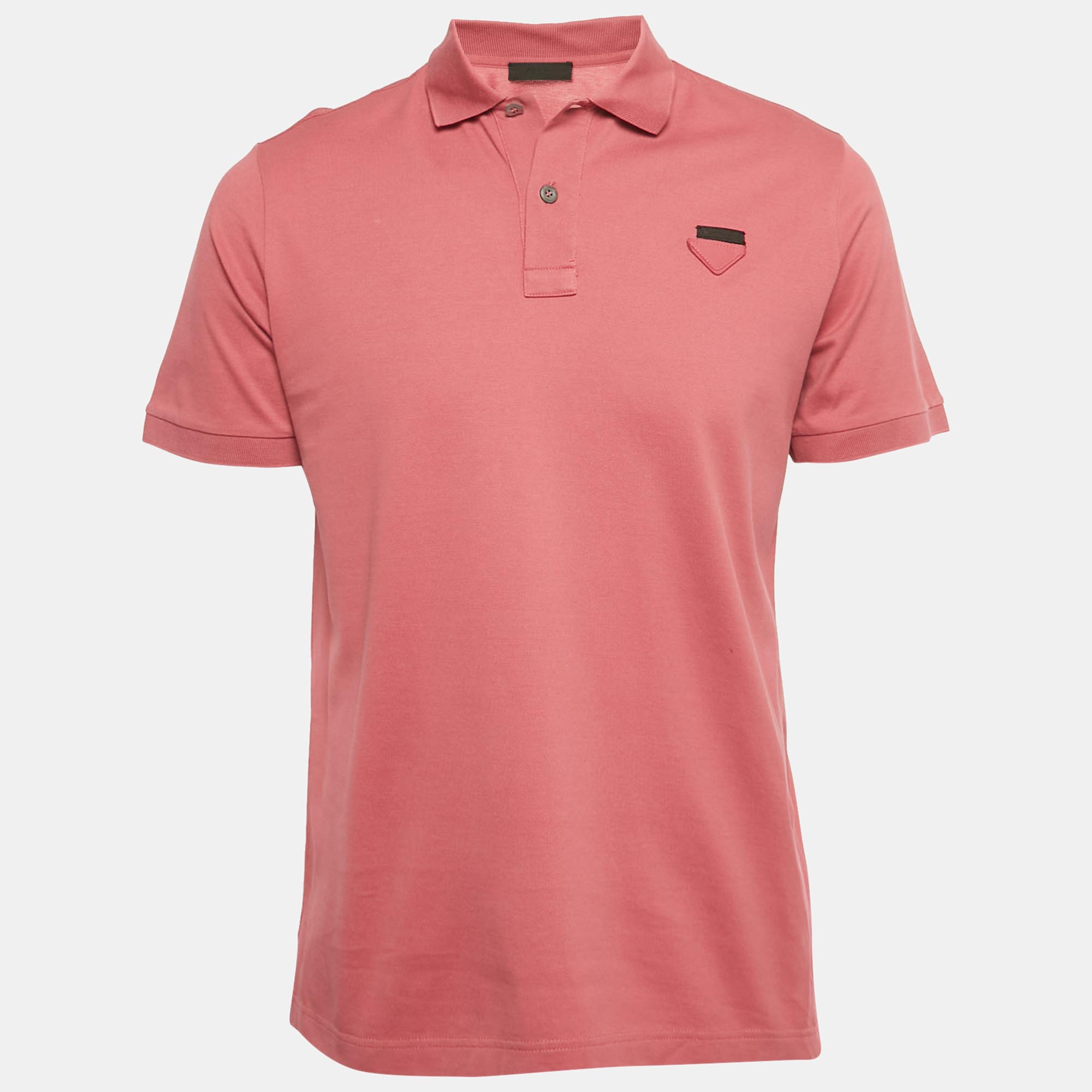 

Prada Dusty Mauve Triangle Logo Applique Cotton Polo -T-Shirt M, Pink