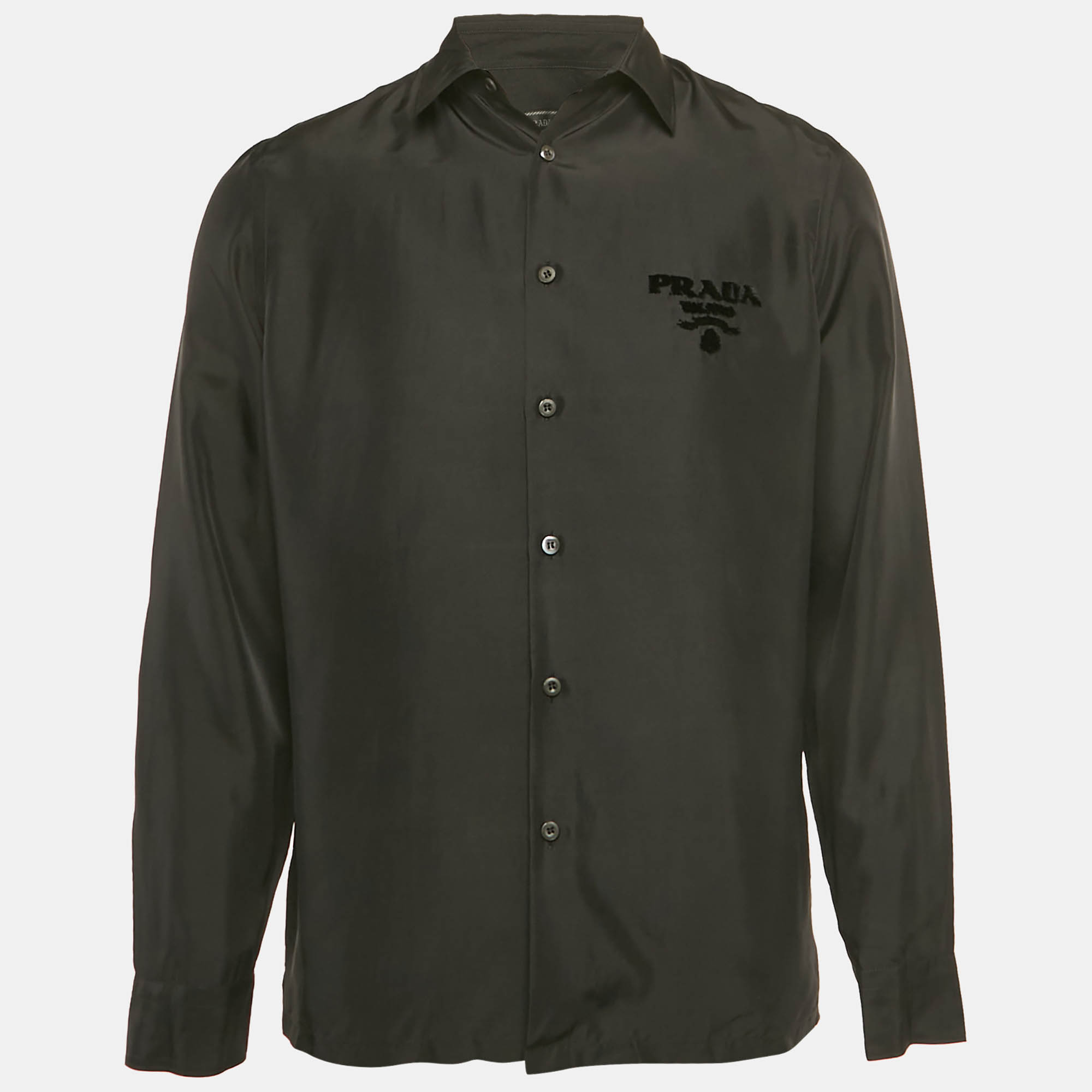 

Prada Black Nylon Button Front Shirt M, Blue