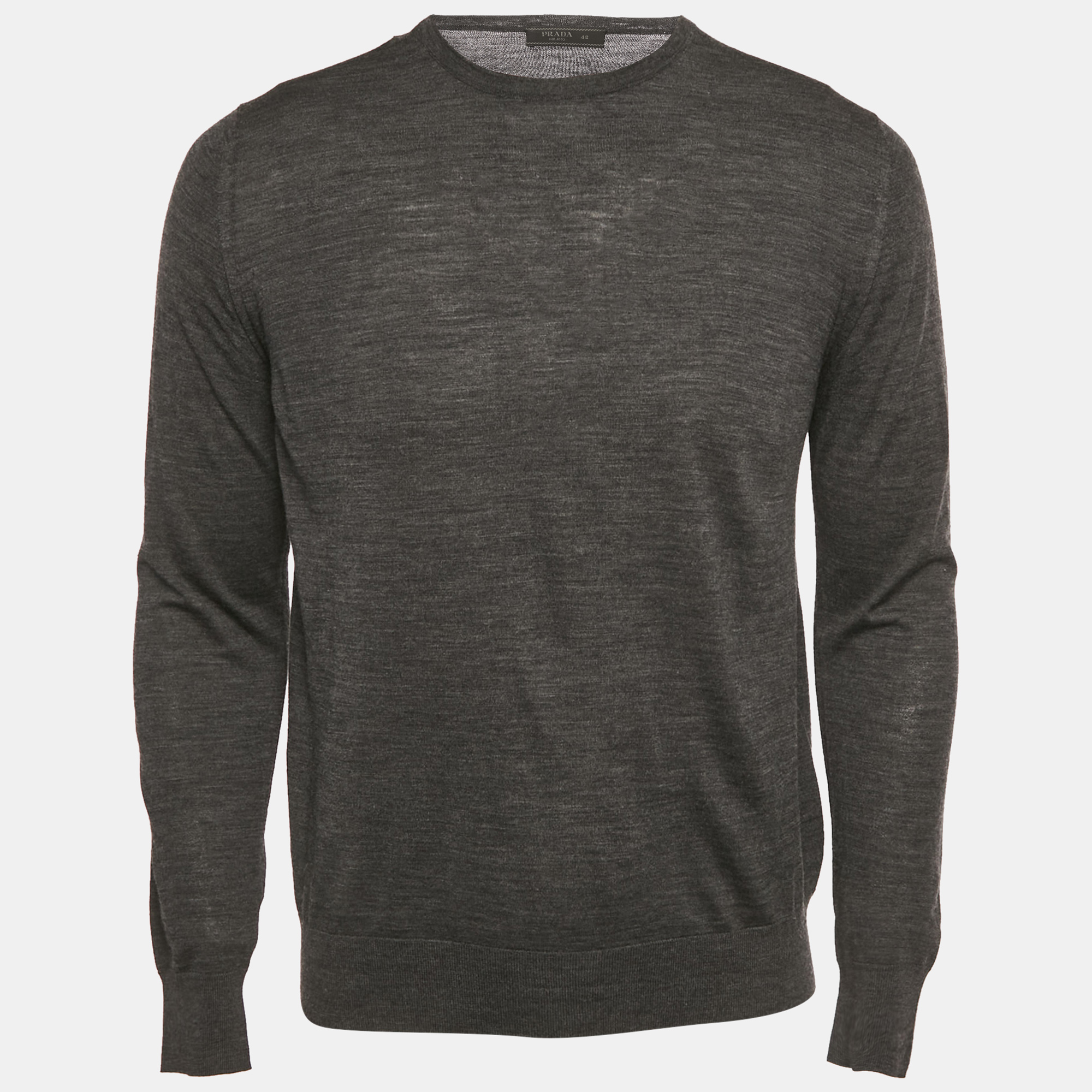 

Prada Grey Wool Knit Crewneck Sweater M