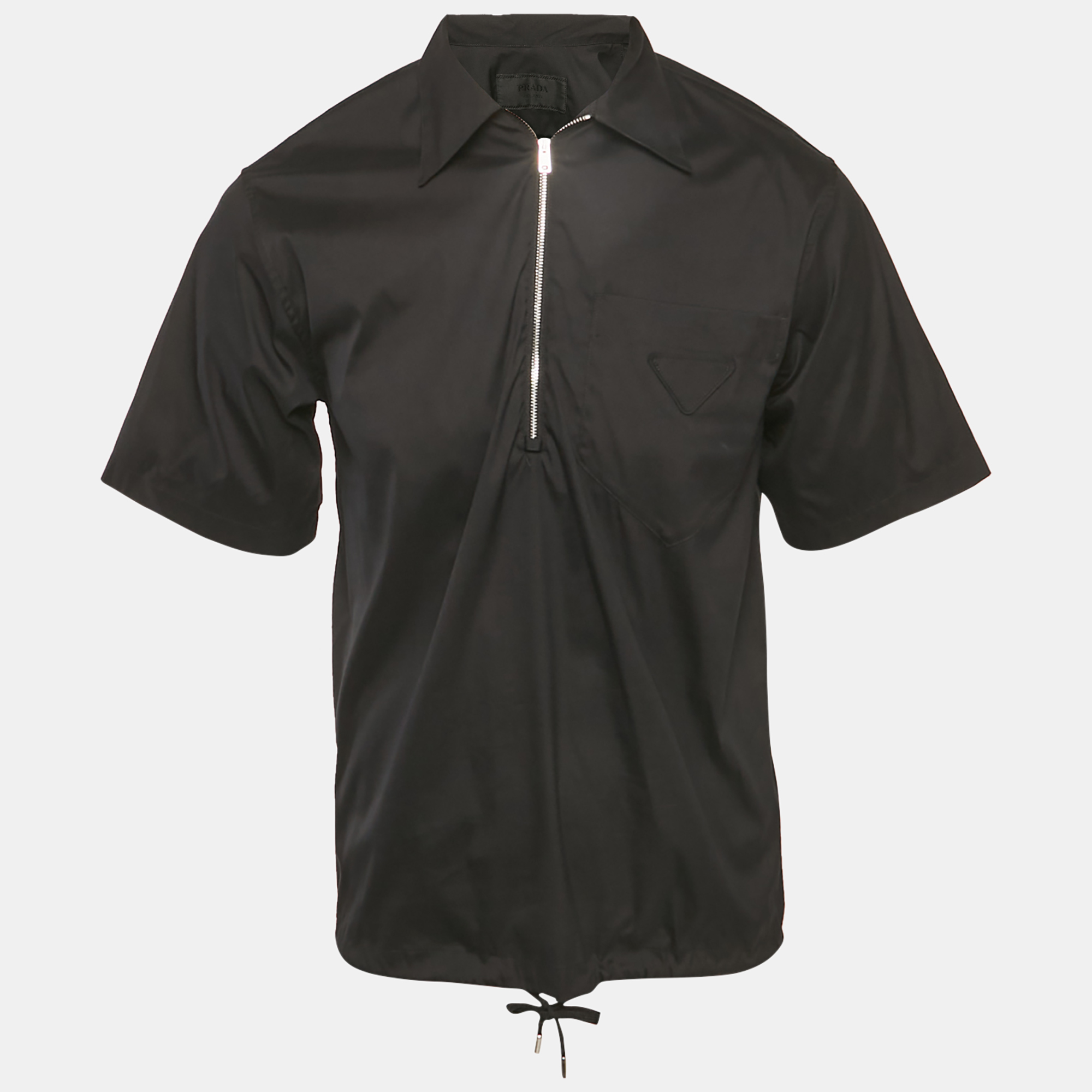 

Prada Black Cotton Short Sleeve Zip Up Shirt XS