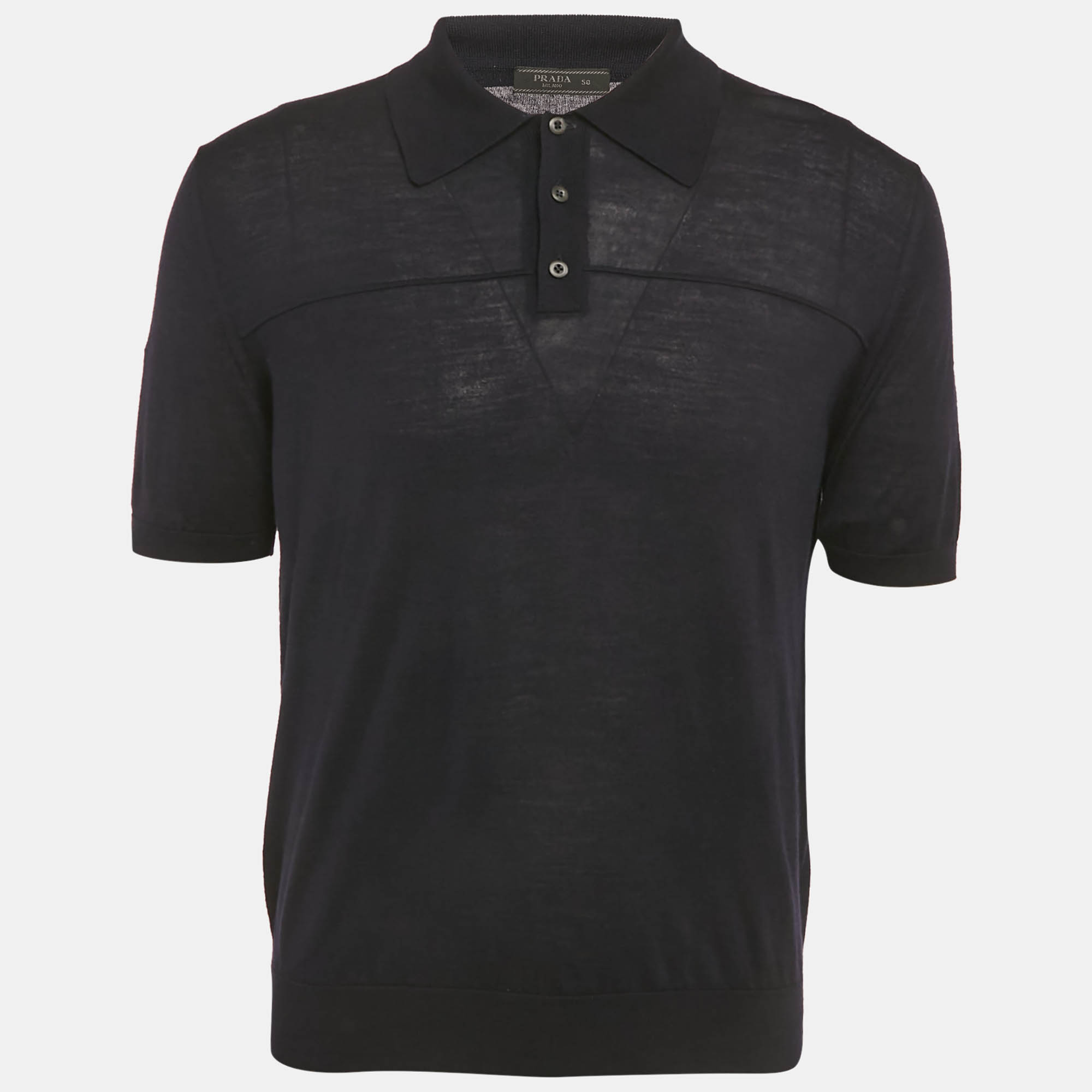 

Prada Navy Blue Jersey Polo T-Shirt L