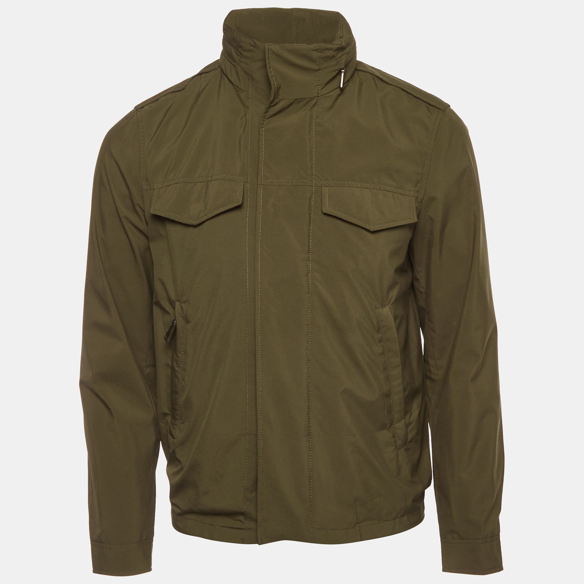 

Prada Green Synthetic Military Style Unzippable Hood Jacket S