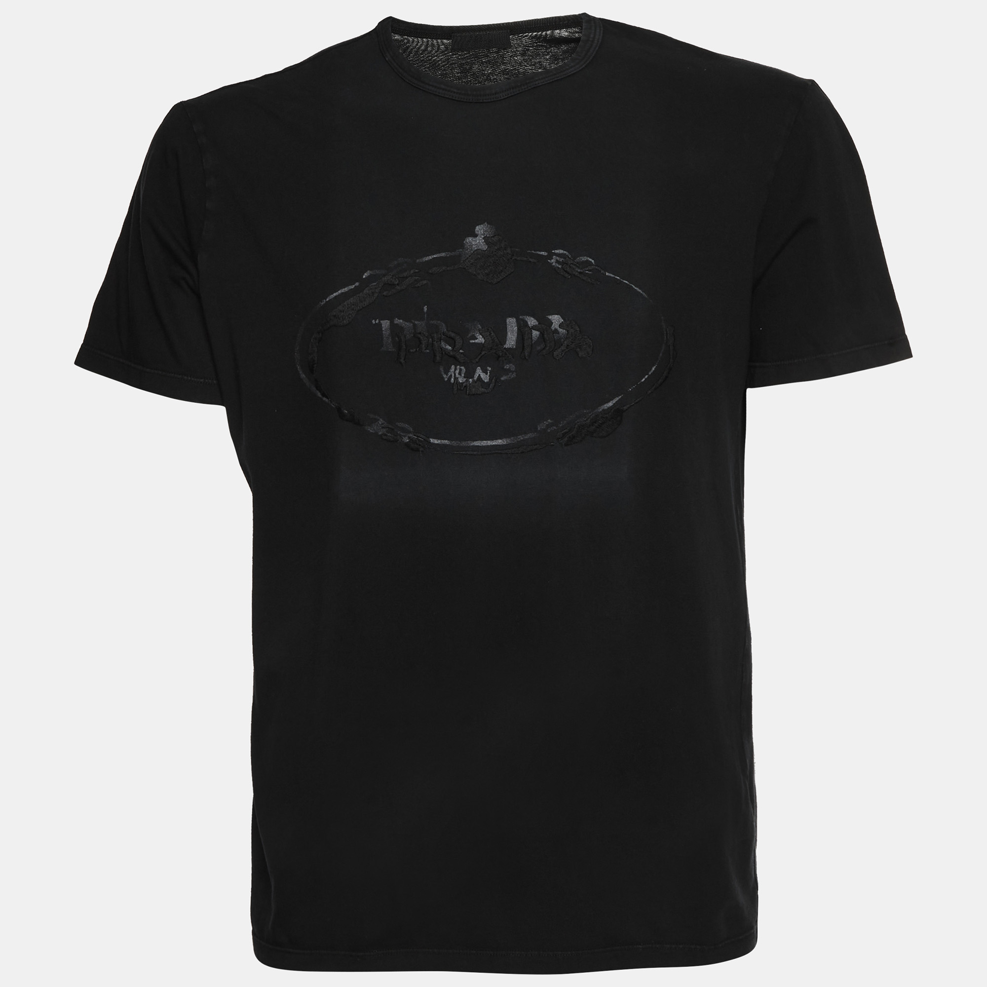 

Prada Black Logo Graphic Jersey Knit T-Shirt L