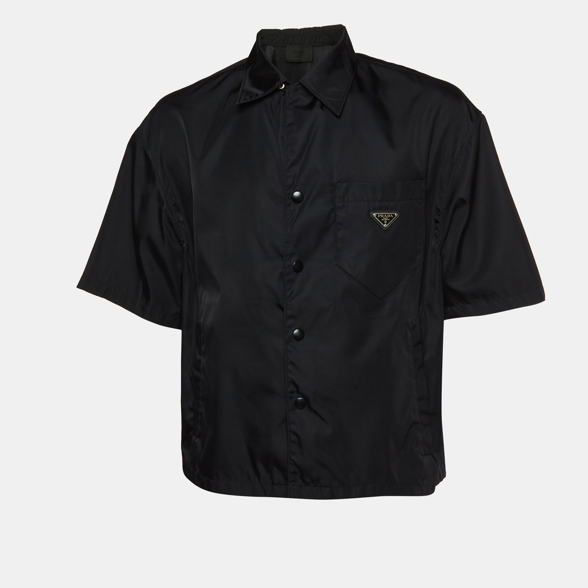 

Prada Black Re-Nylon Logo Detail Short Sleeve Shirt L