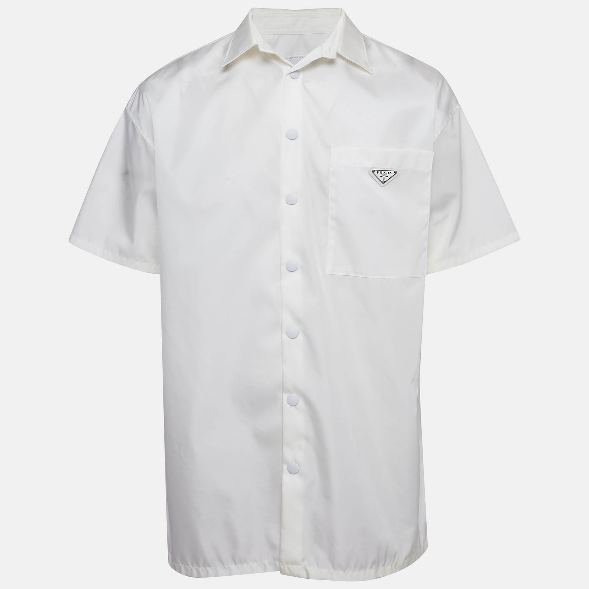 

Prada White Re-Nylon Logo Detail Oversized Shirt M