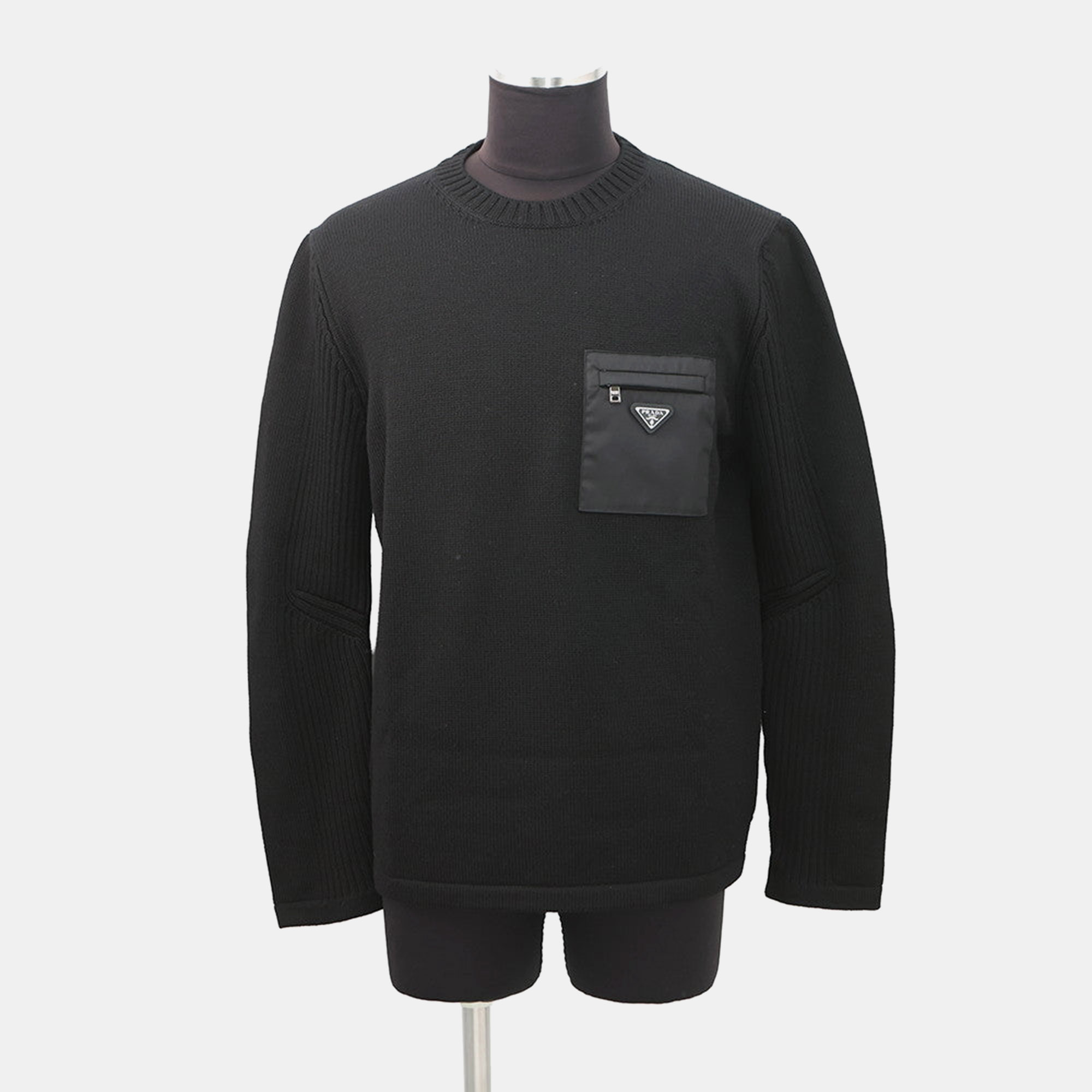 

Prada Triangle Logo Sweater Size  Black Wool 100%