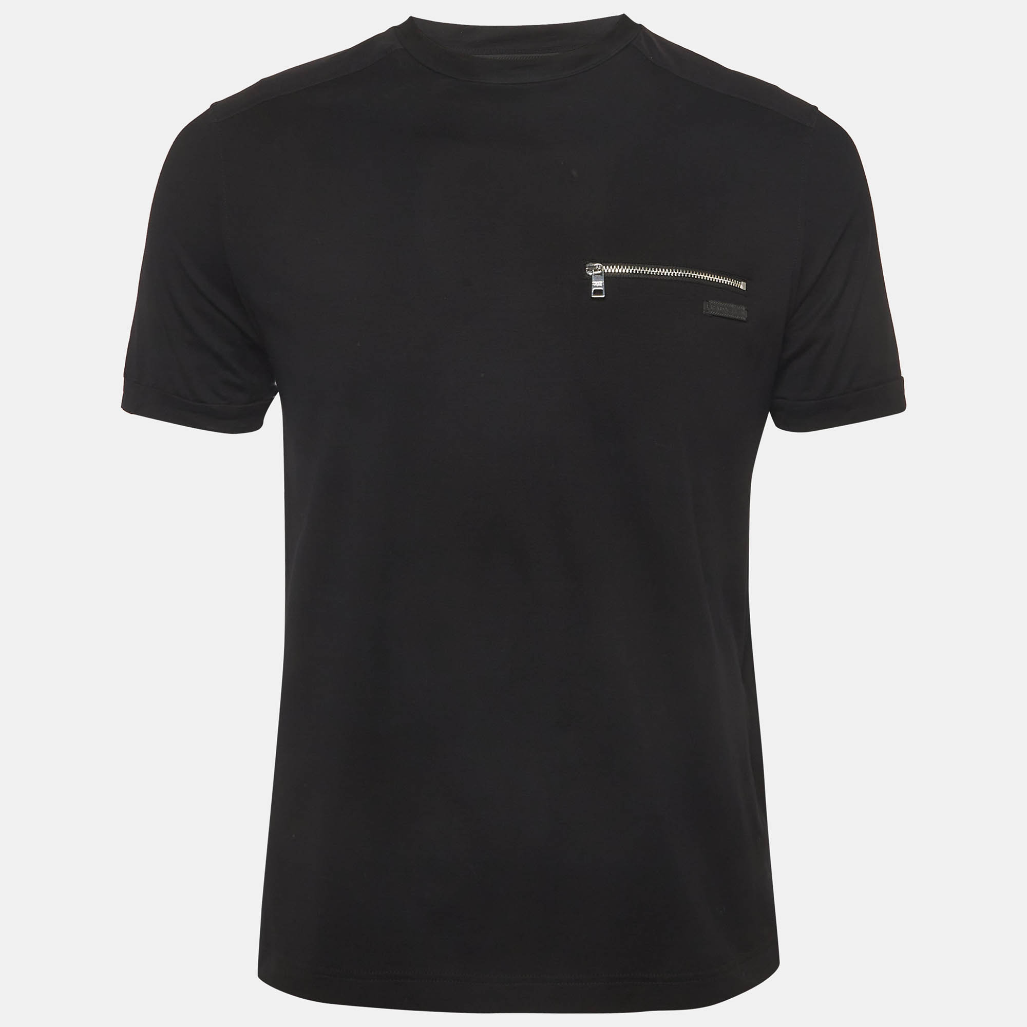 

Prada Black Cotton and Re-Nylon Paneled Pocket T-Shirt M