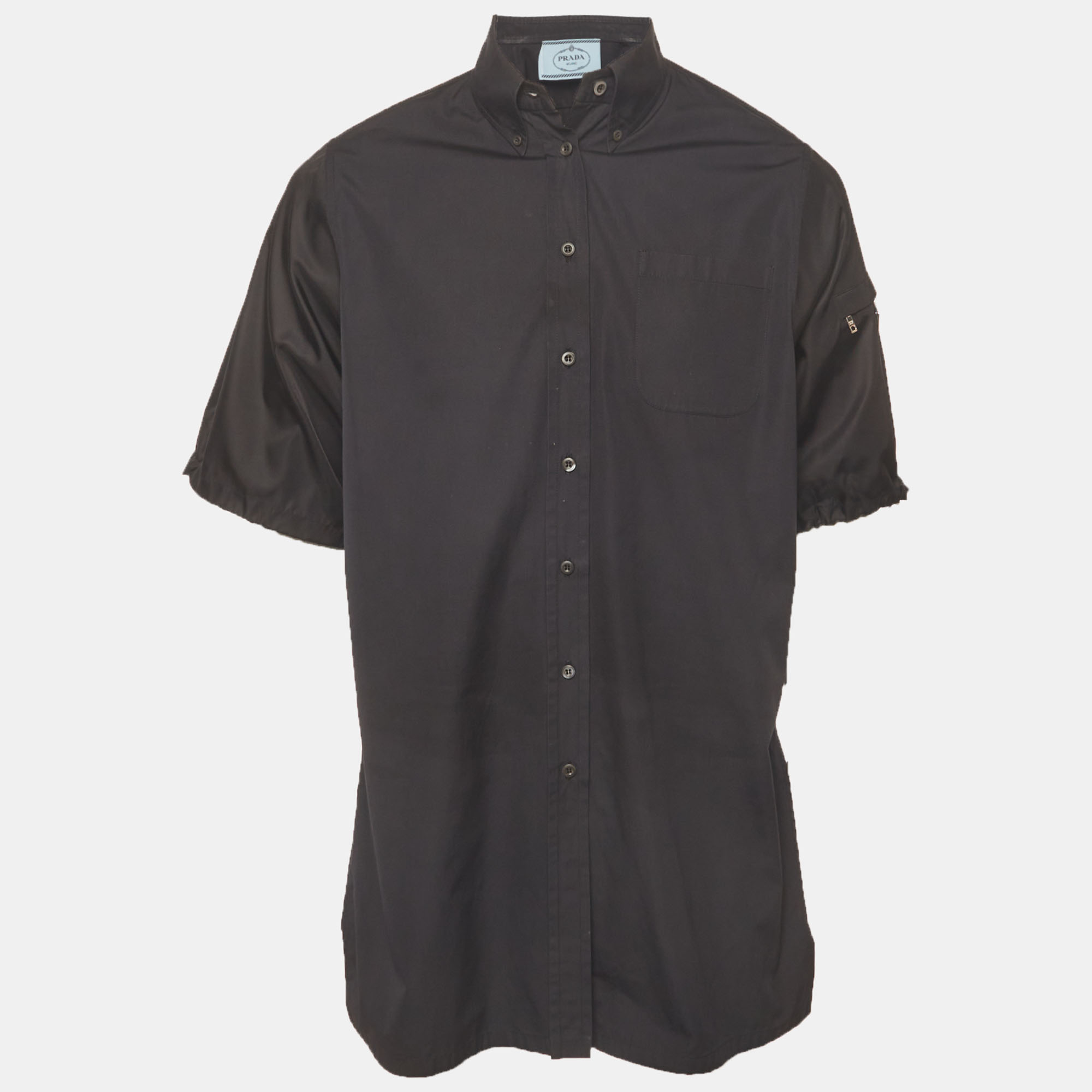 

Prada Black Cotton Triangle Logo Short Sleeve Shirt XS