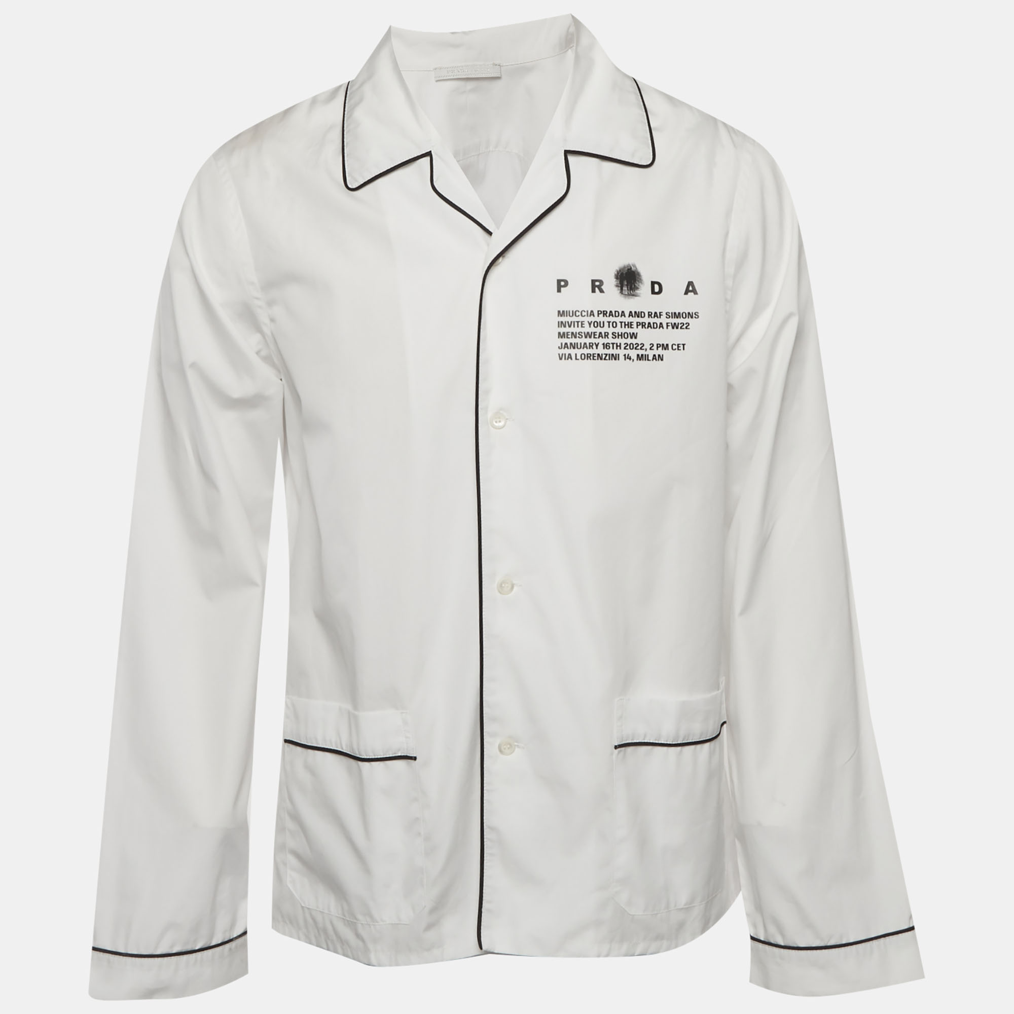 

Prada White Printed Cotton Pajama Shirt M